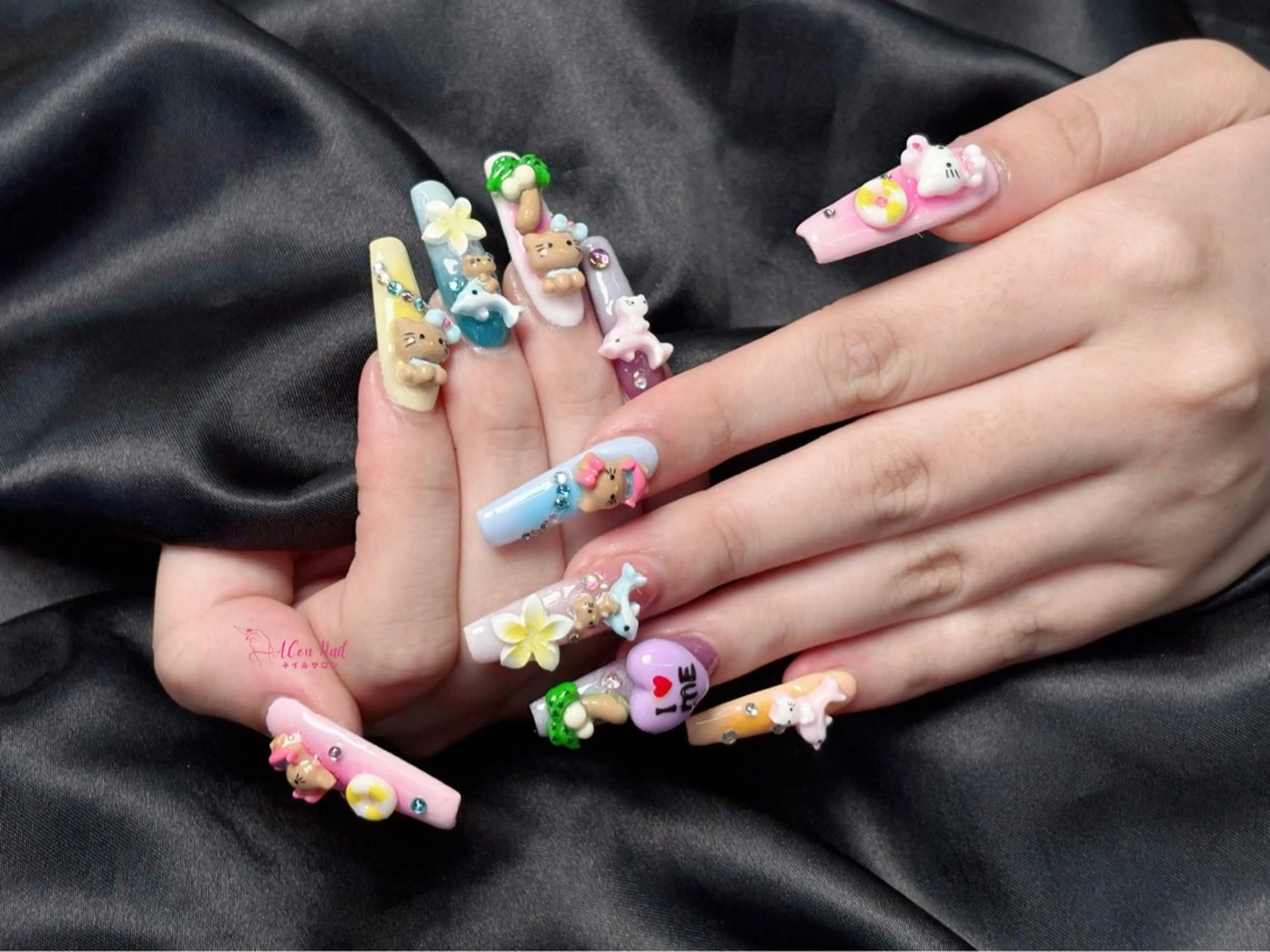 ネイル 桜ネイル 長さ出し フラワーネイル フレンチネイル ジェルネイル ハンドネイル AConNailSalon所属・ACon NailSalonのネイルデザイン
