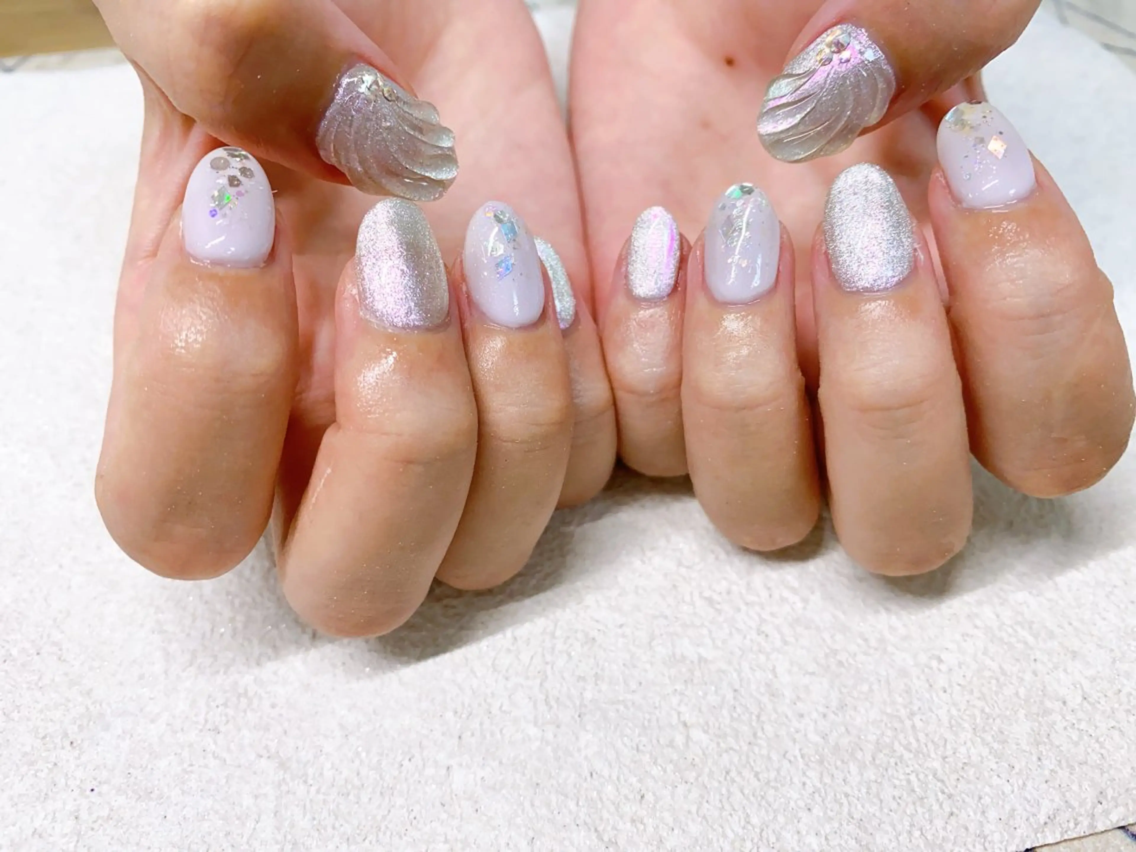 ネイル オーロラネイル フラワーネイル フットネイル フレンチネイル ジェルネイル Mogu nail 二子玉川のネイルデザイン