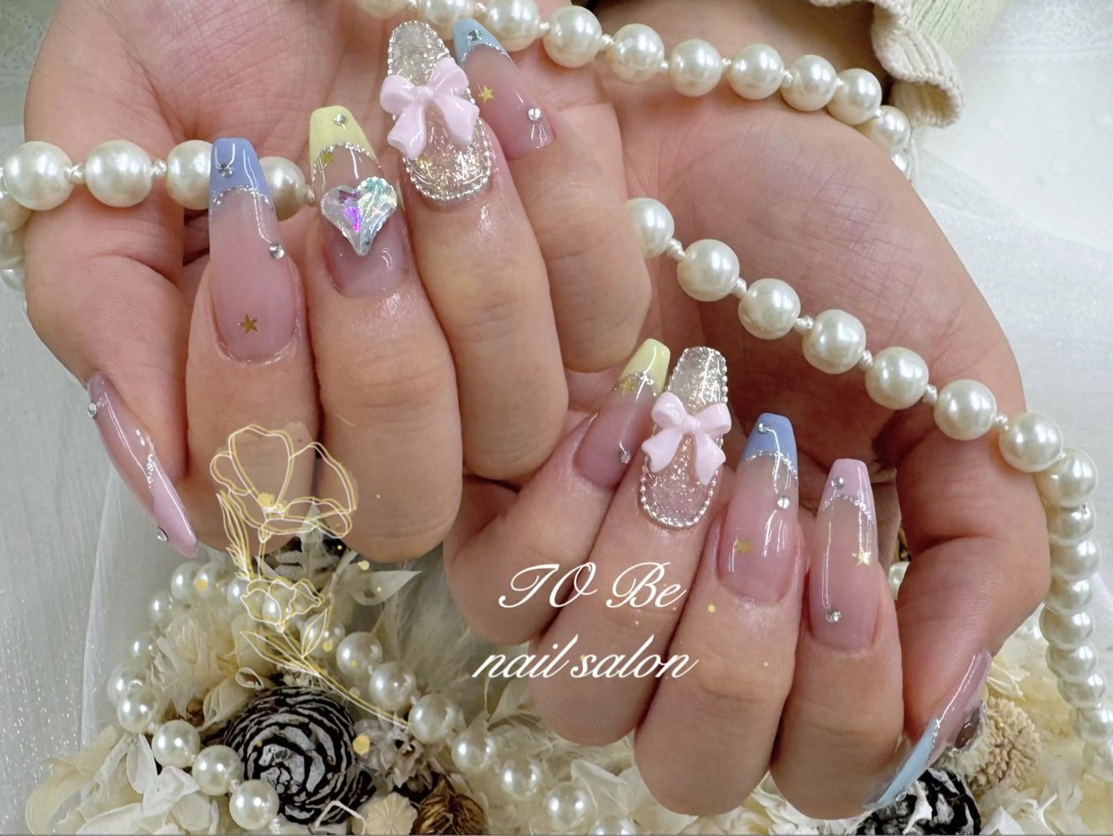 ロング ハンドネイル Nail Salon To Be珈月のネイルデザイン