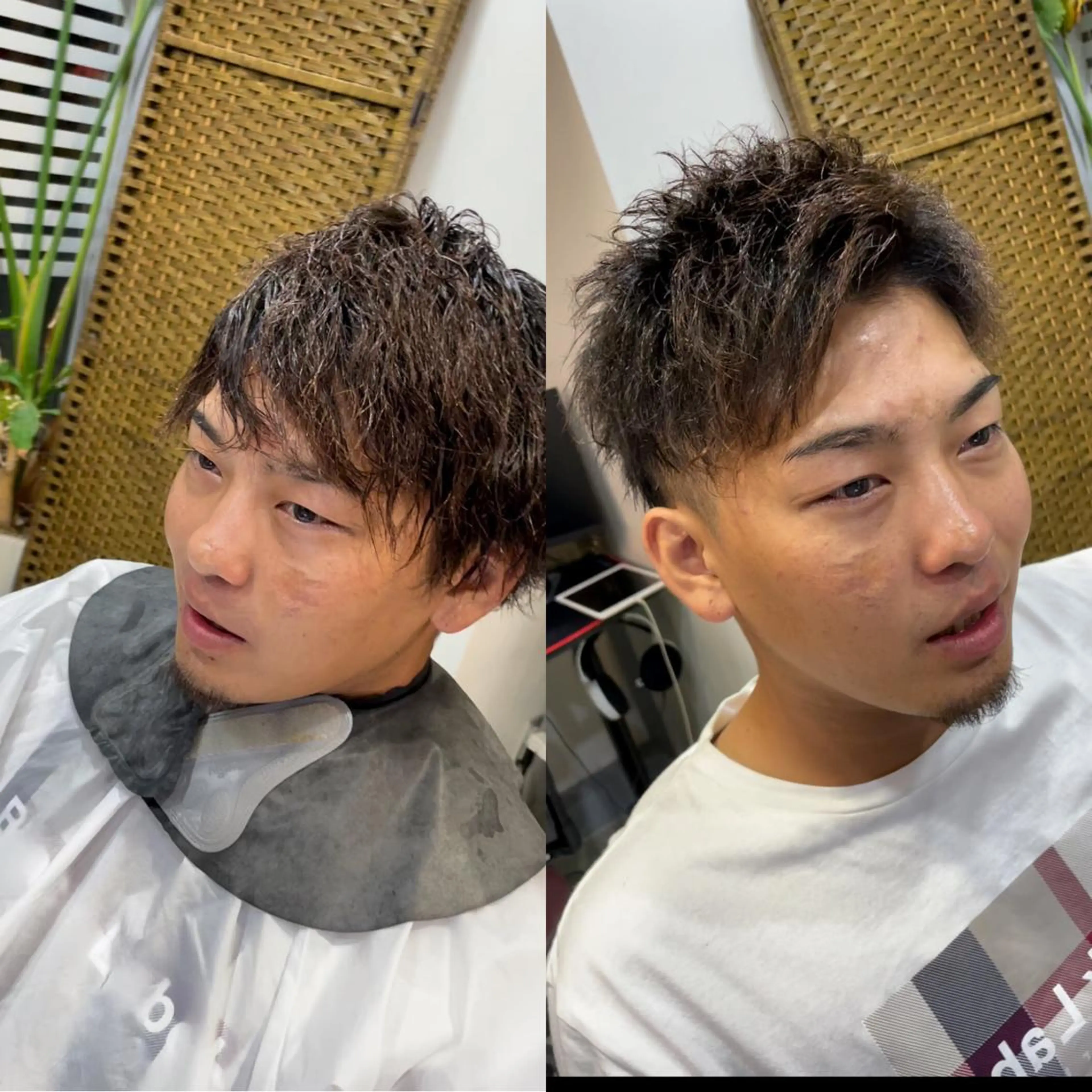 ショート カラー メンズ フェードカット メンズメッシュ メンズパーマ スキンフェード メッシュ カット パーマ ヘアセット share salon　SCENA所属・堤太志 メンズパーマ特化のヘアスタイル