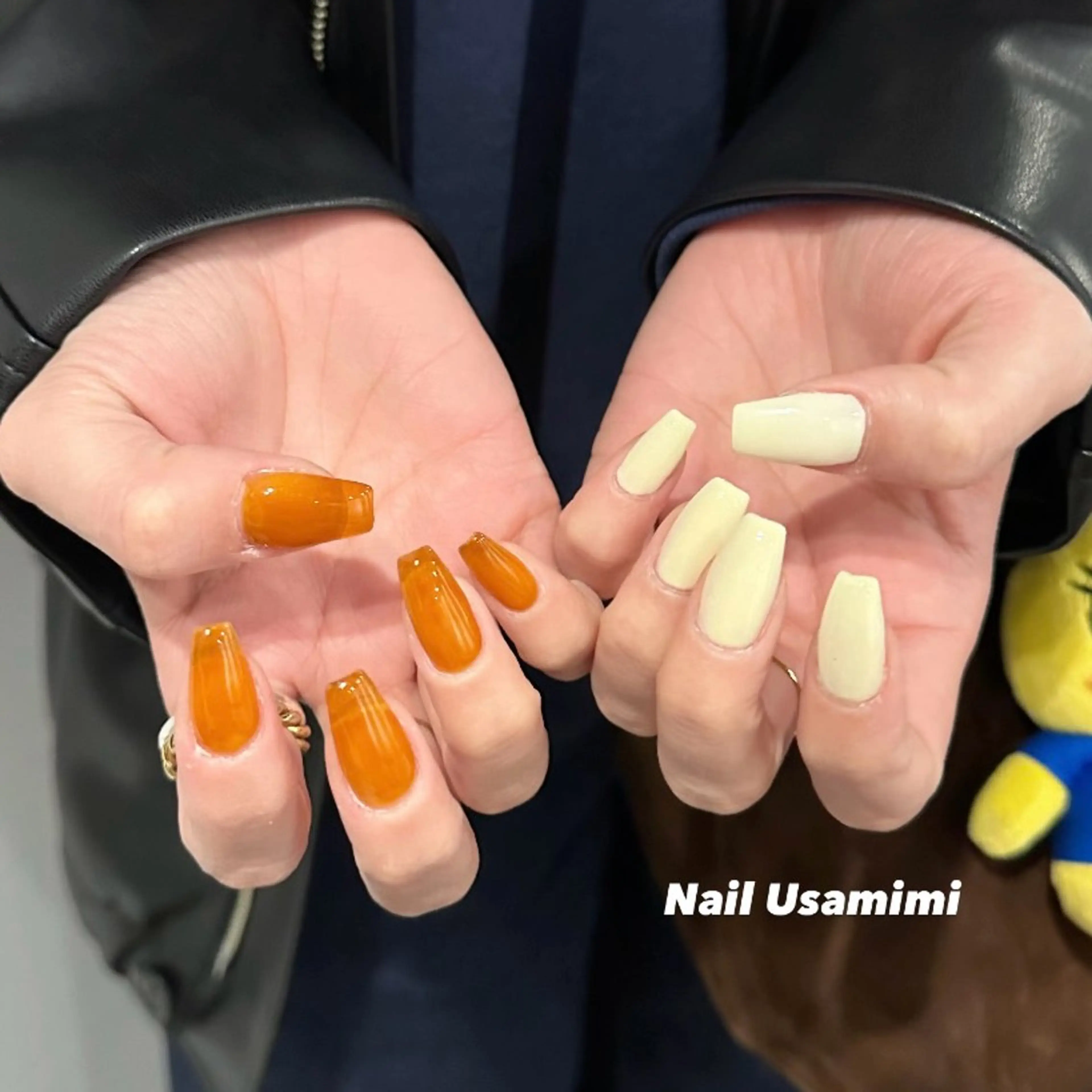 ネイル クリアネイル 長さ出し ワンカラーネイル 春ネイル 黄色 ハンドネイル 本町NailUsaM imi MOMOKAのネイルデザイン