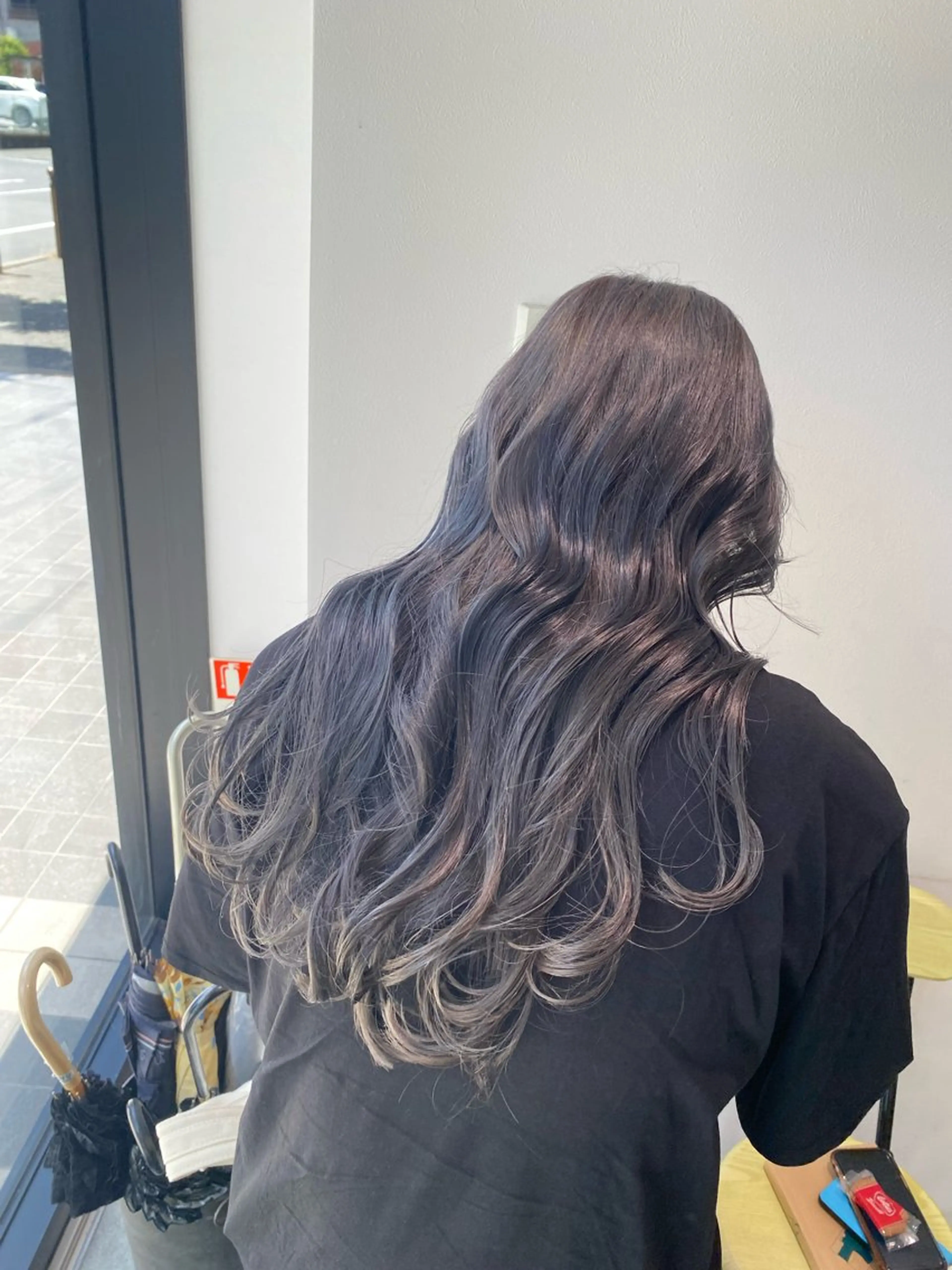 ロング カラー ブリーチ ラベンダーカラー ラベンダーグレー カット ヘアカラー オスズ 🎀´-のヘアスタイル