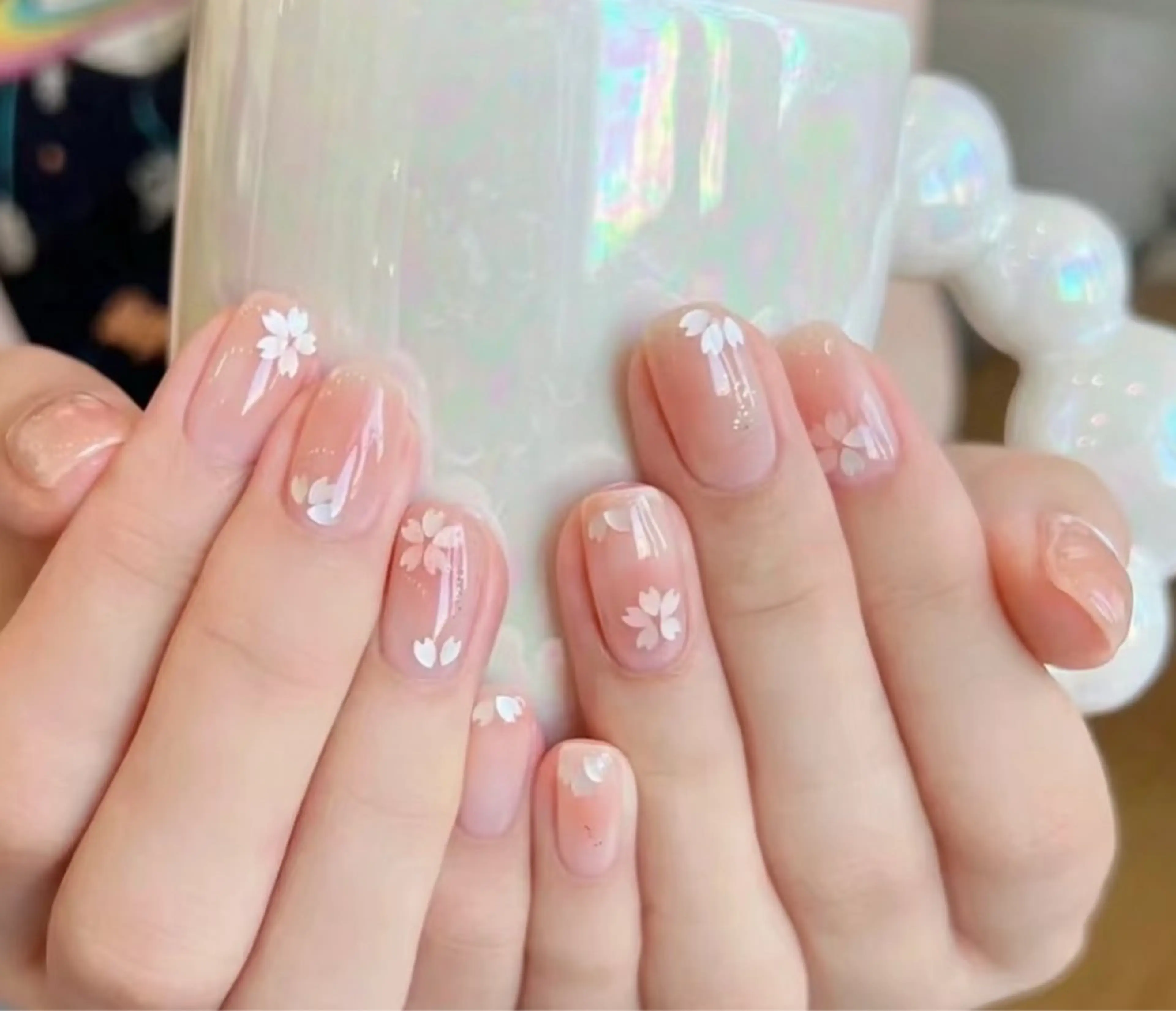 ネイル アートネイル オーロラネイル チークネイル フレンチネイル ガラスフレンチ 🎀🎀YooLi Nail Salonのネイルデザイン