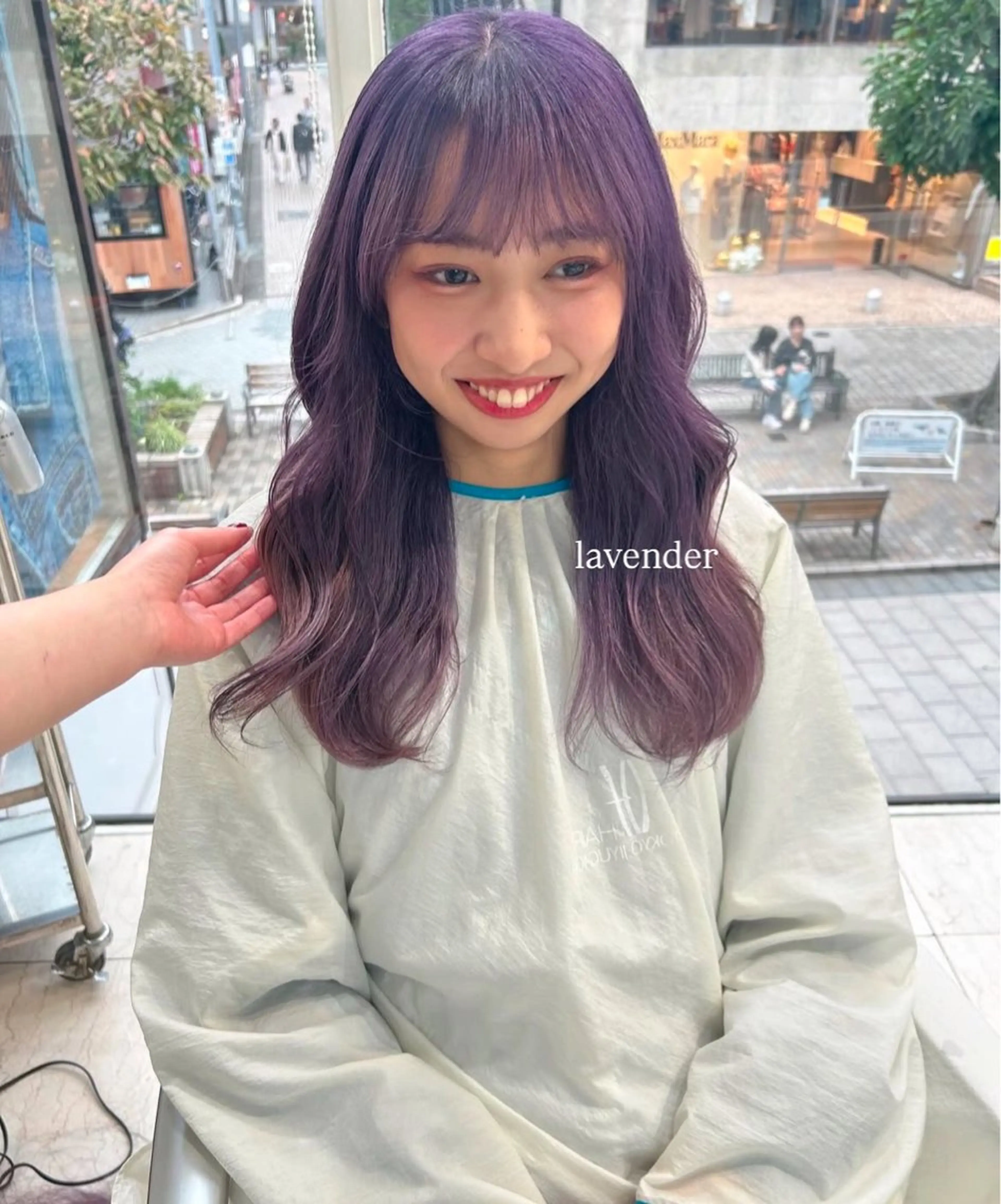 ロング カラー ブロンド ダブルカラー ラベンダーカラー ホワイトブロンド ありむらもえ/ 透明感カラーのヘアスタイル