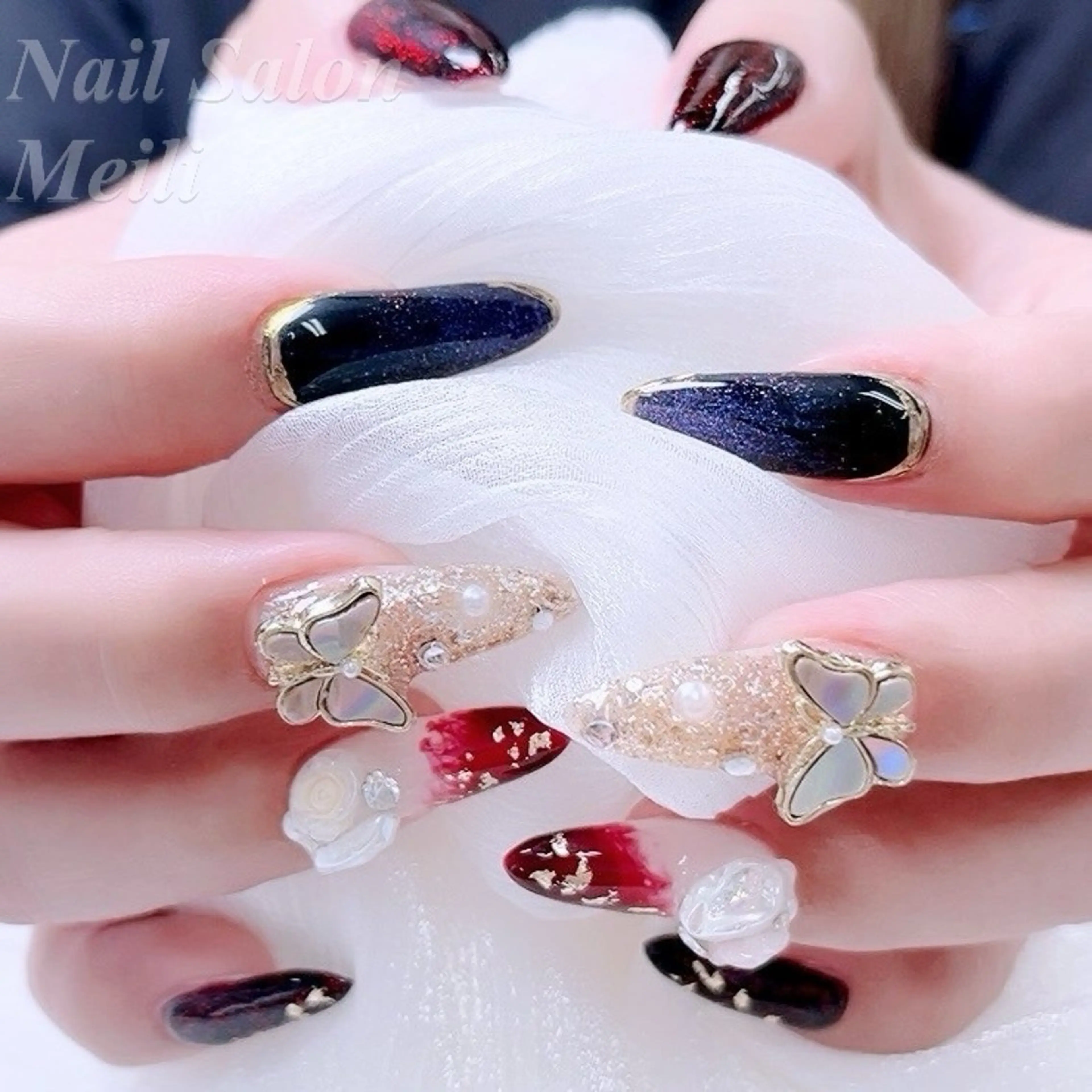 ネイル ゴージャス ラメ(グリッター) ロングネイル NAILSALON MEILIのネイルデザイン