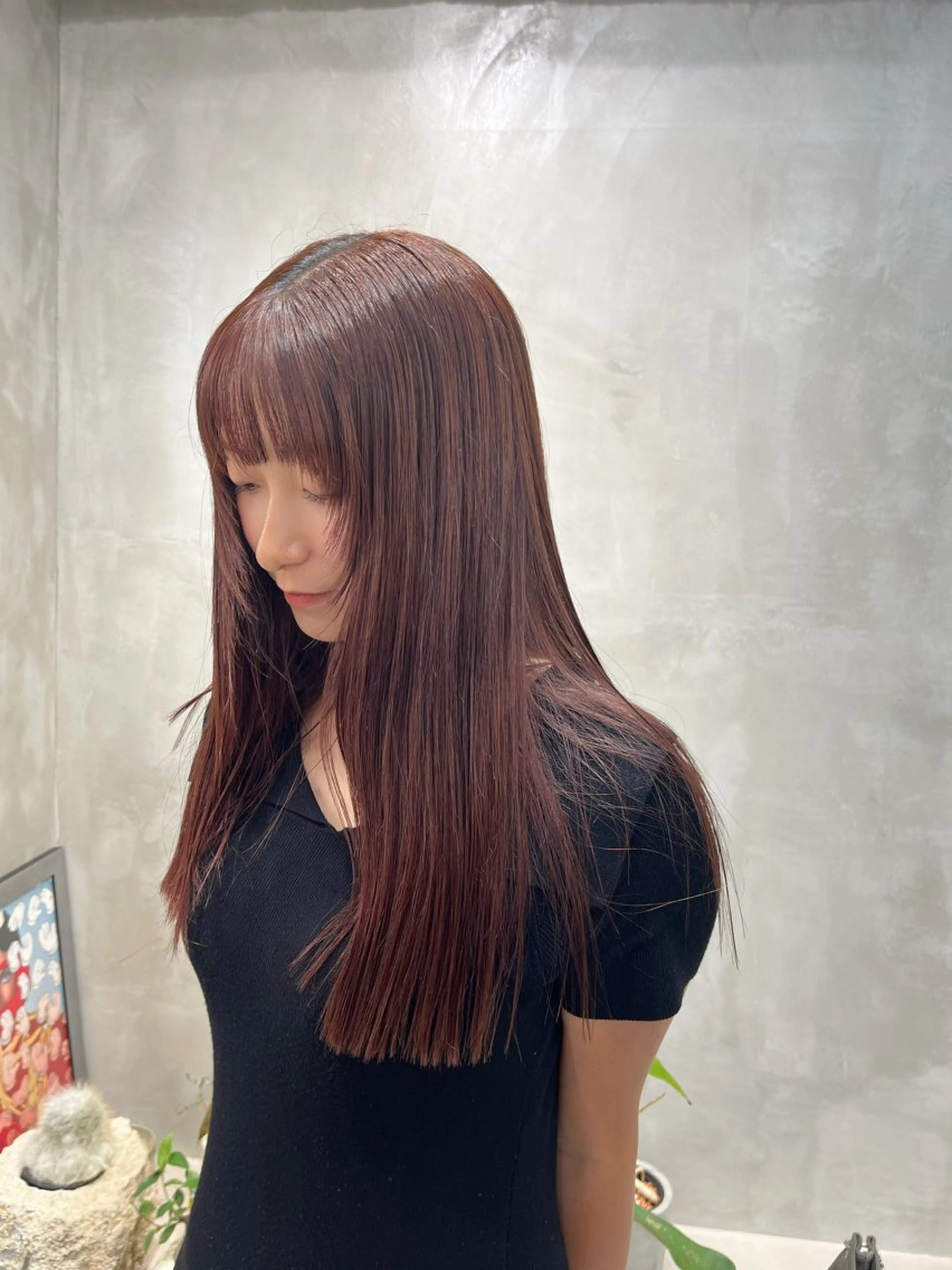 ロング カラー 顔周りカット ナツミ/透明感カラー /酸性ストレートのヘアスタイル