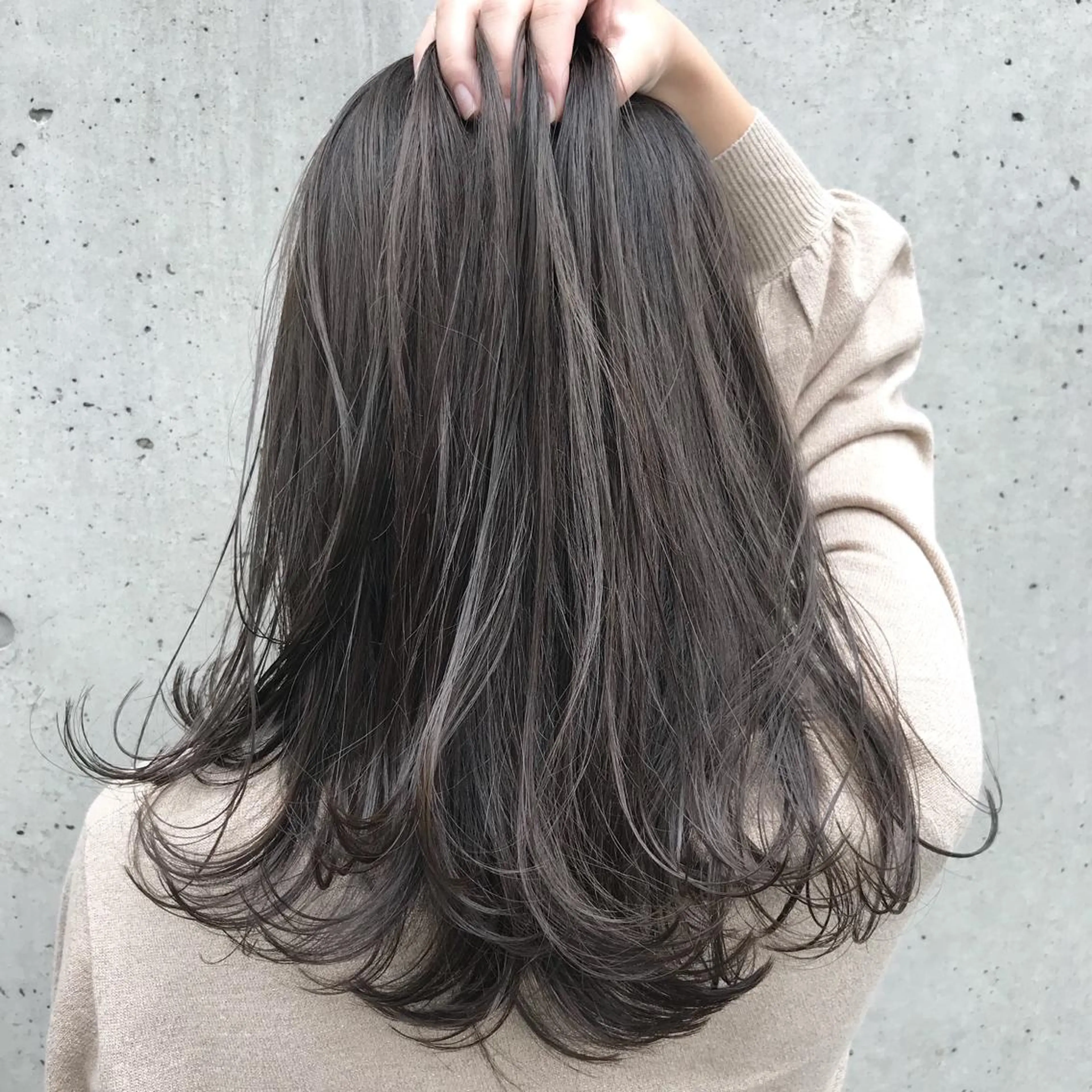 ロング カラー アッシュ 透明感カラー オレンジ 韓国レイヤー/ミルク ティー🟤高橋　暖のヘアスタイル