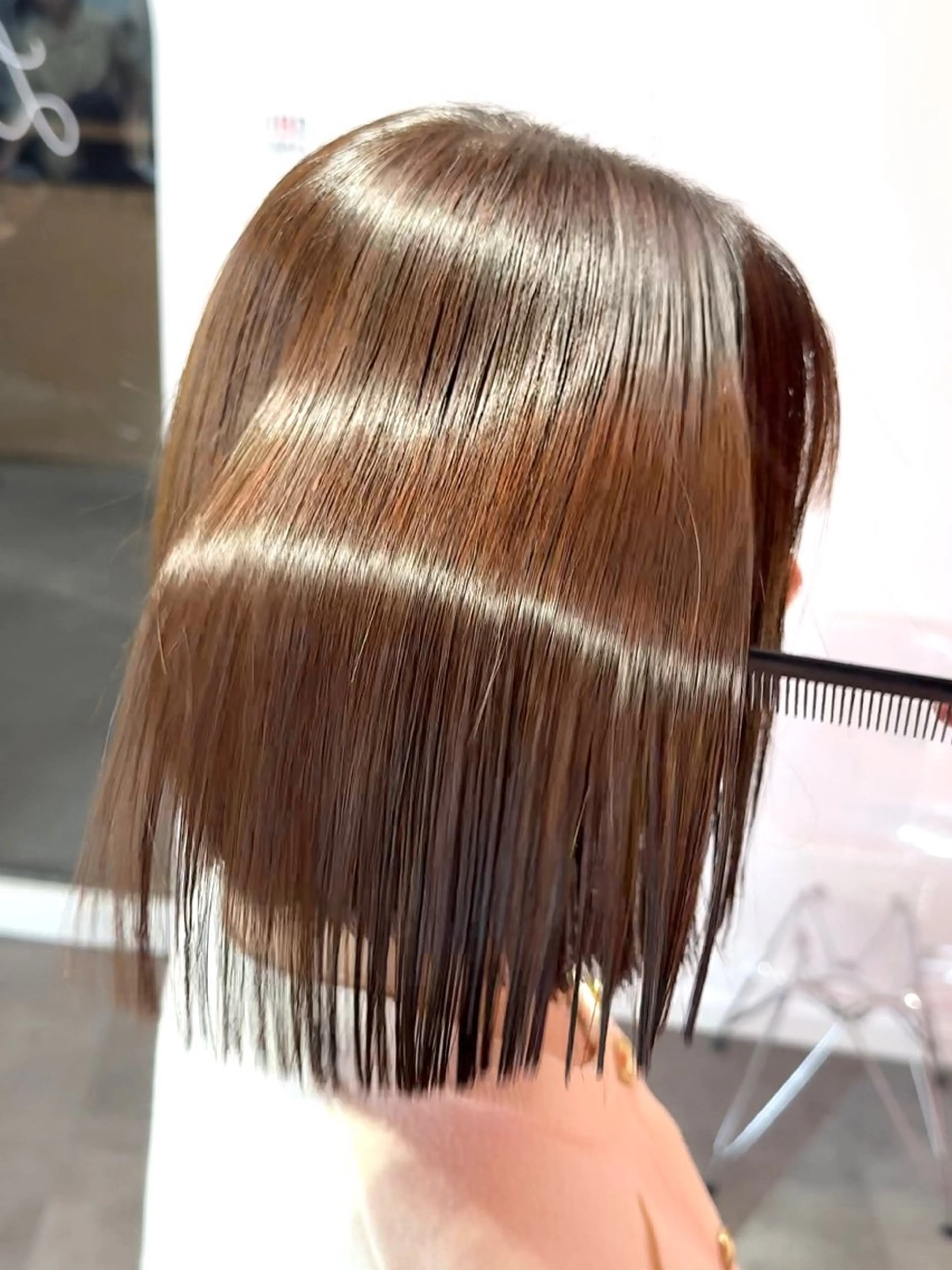 ミディアム カラー カット ヘアカラー 縮毛矯正 トリートメント 山崎/ボブ縮毛矯正 レイヤー髪質改善のヘアスタイル