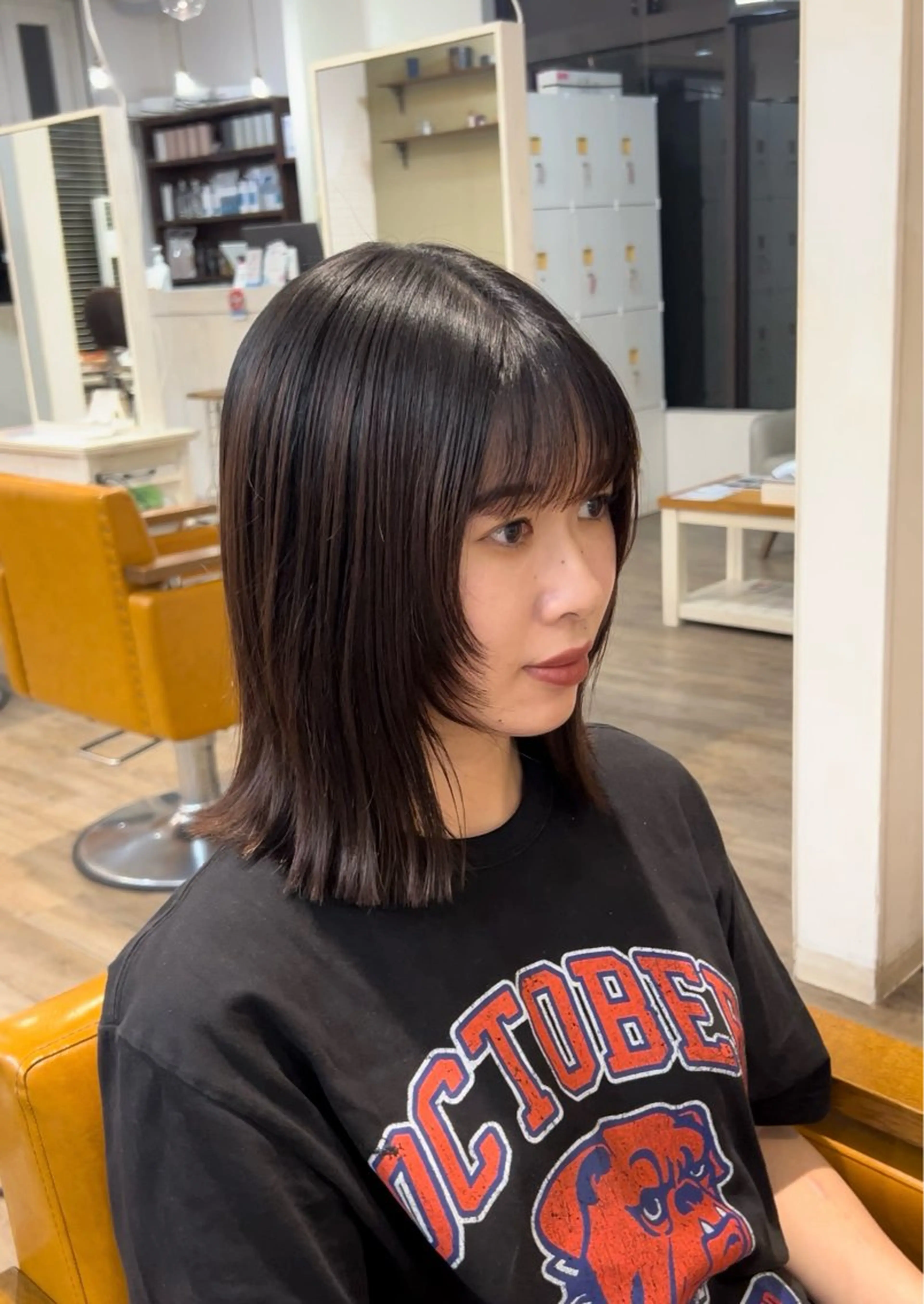 ミディアム 顔まわりレイヤー 顔周りカット レイヤーカット ayaka‎/暖色/ レイヤーカット🩰のヘアスタイル