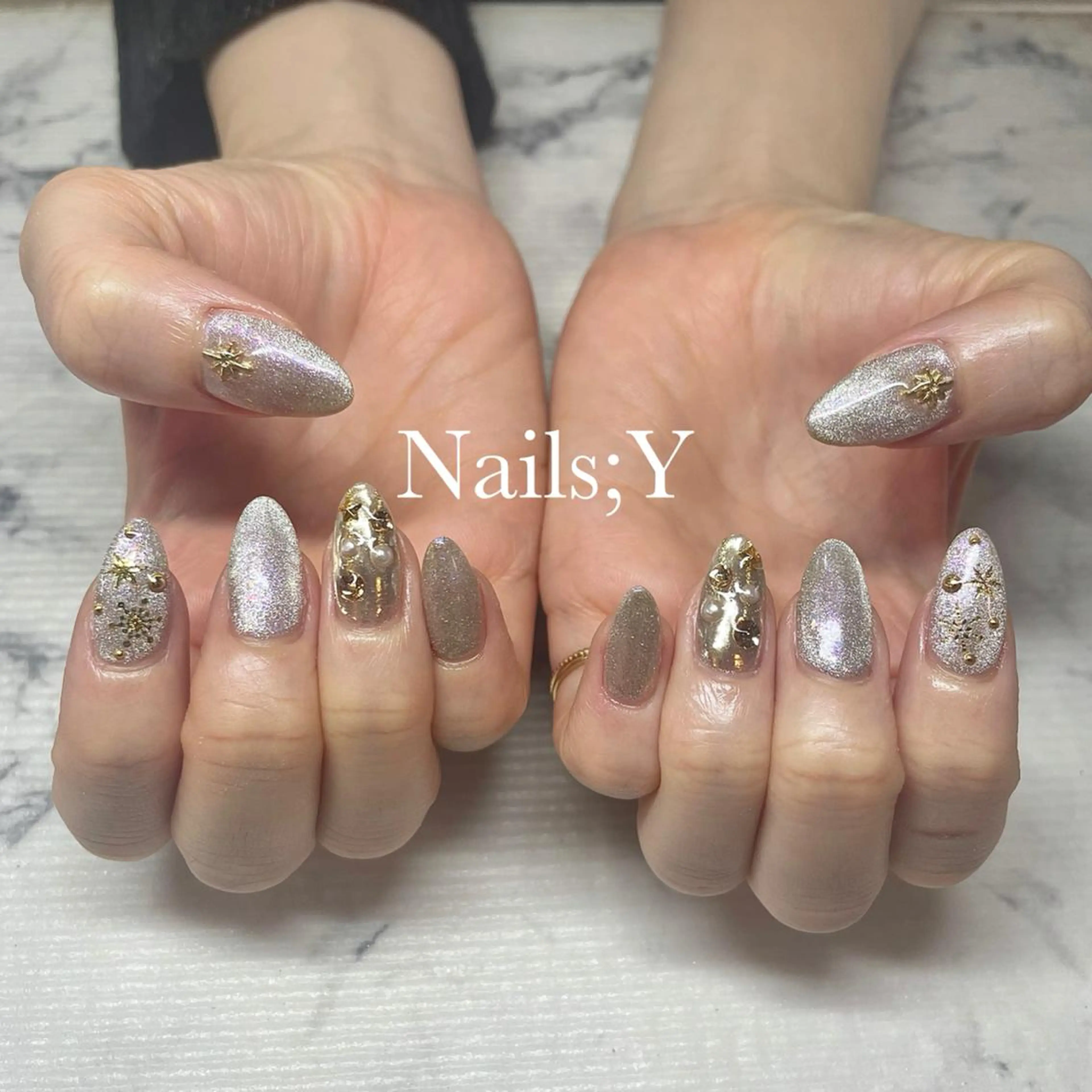 ネイル ジェルネイル ゴージャス グラデーション キラキラネイル ラメ(グリッター) yo koのネイルデザイン