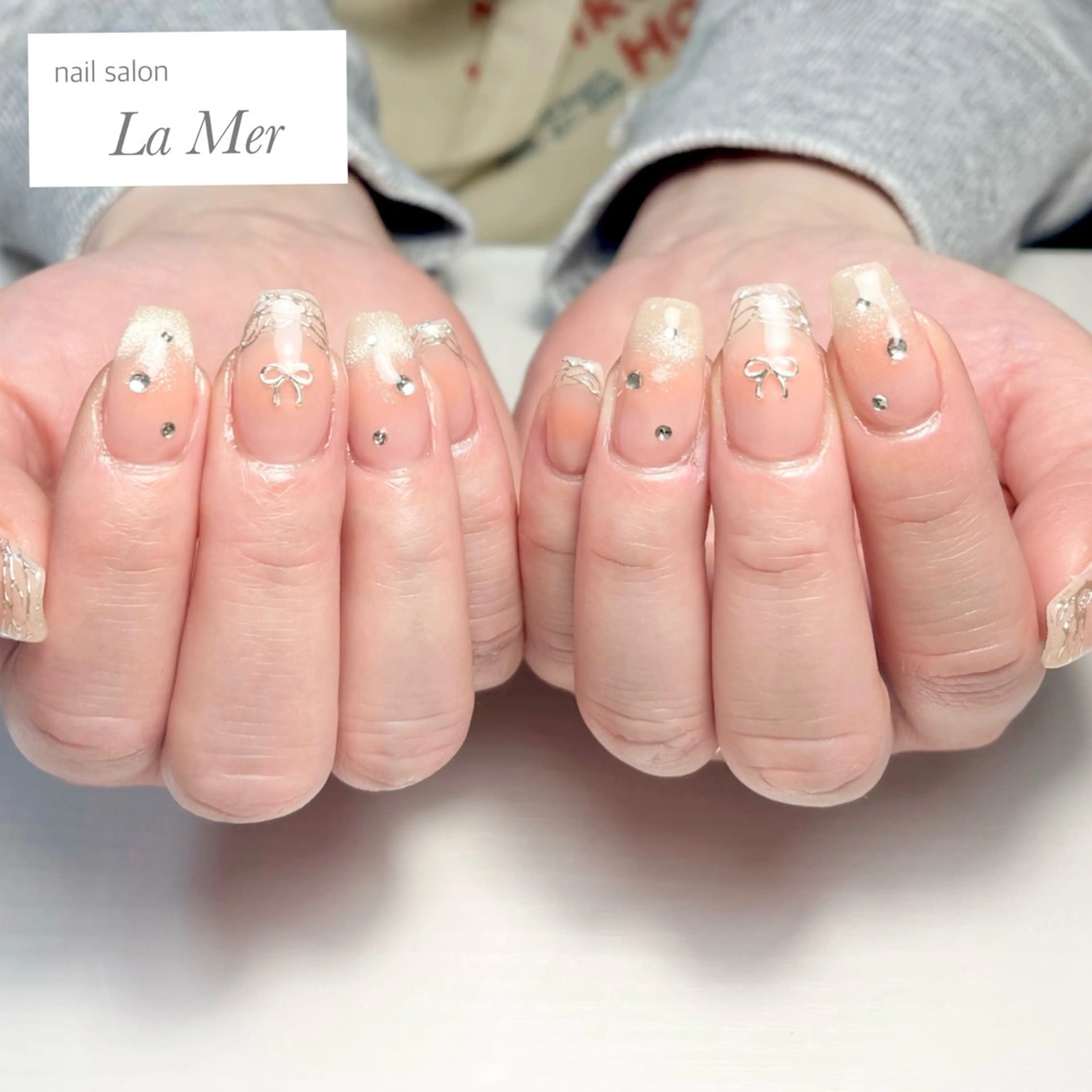 ネイル チークネイル フレンチネイル ガーリー キラキラネイル マグネットネイル ハンドネイル nailsalon La Merのネイルデザイン