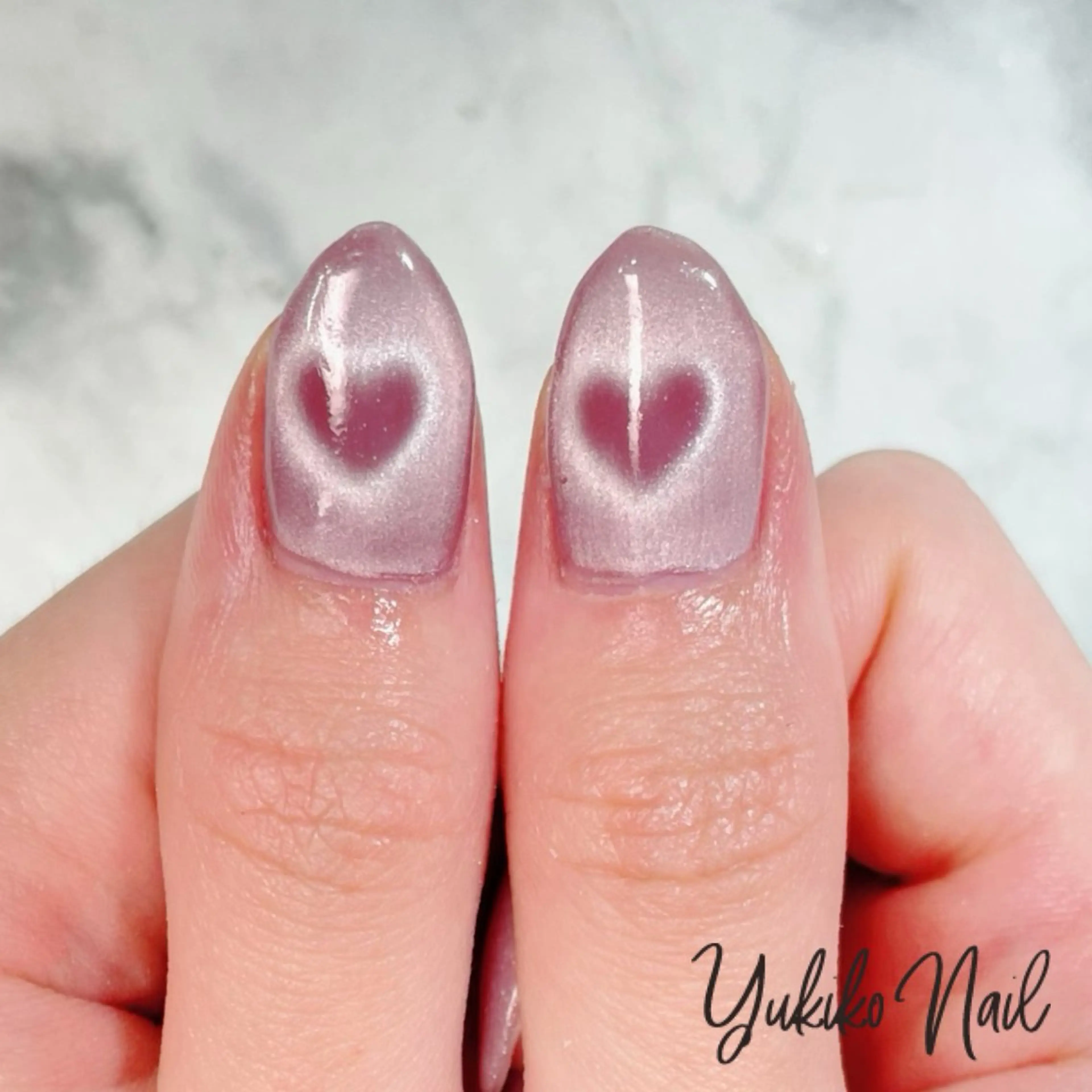 ネイル ハート キラキラネイル ラメ(グリッター) マグネットネイル ピンク ユキコ ネイルのネイルデザイン