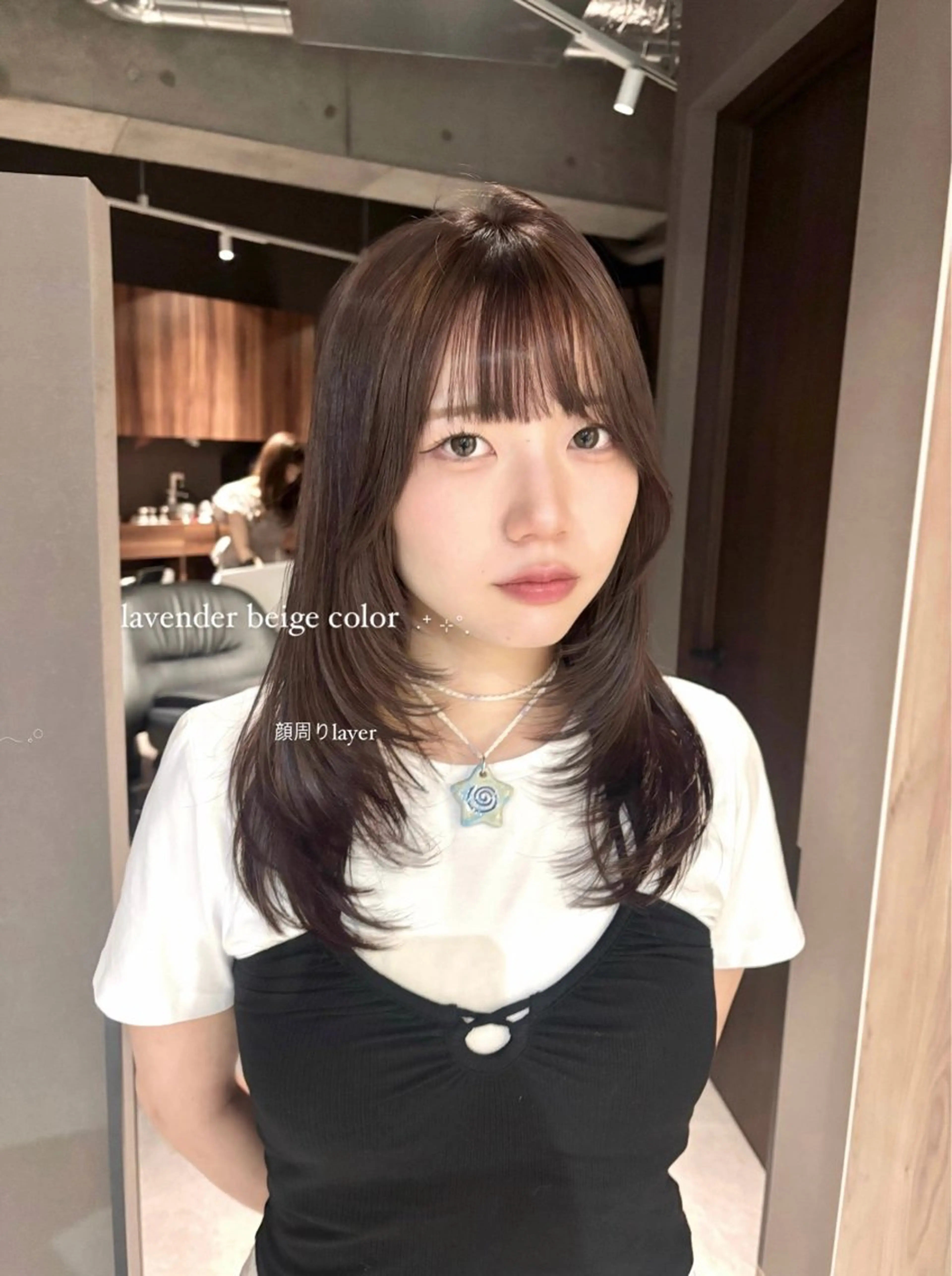 ミディアム カラー ベージュカラー 黒髪 ブリーチ ダブルカラー ラベンダーカラー カット ヘアカラー 透明感カラー・レイヤ ー🎀amika🎀のヘアスタイル