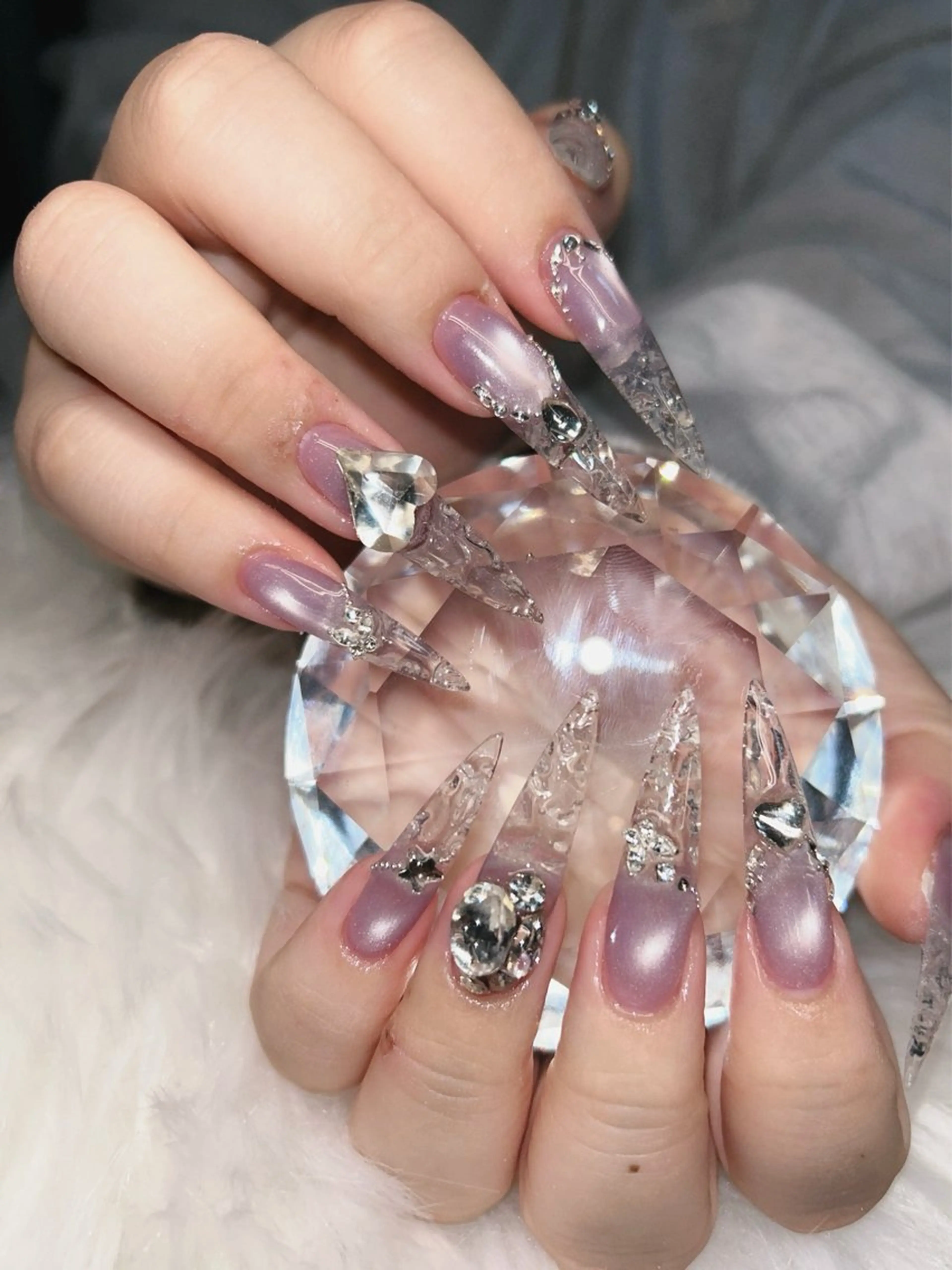 ネイル アートネイル オーロラネイル チークネイル 長さ出し フットネイル ハンドネイル Chan nailsのネイルデザイン