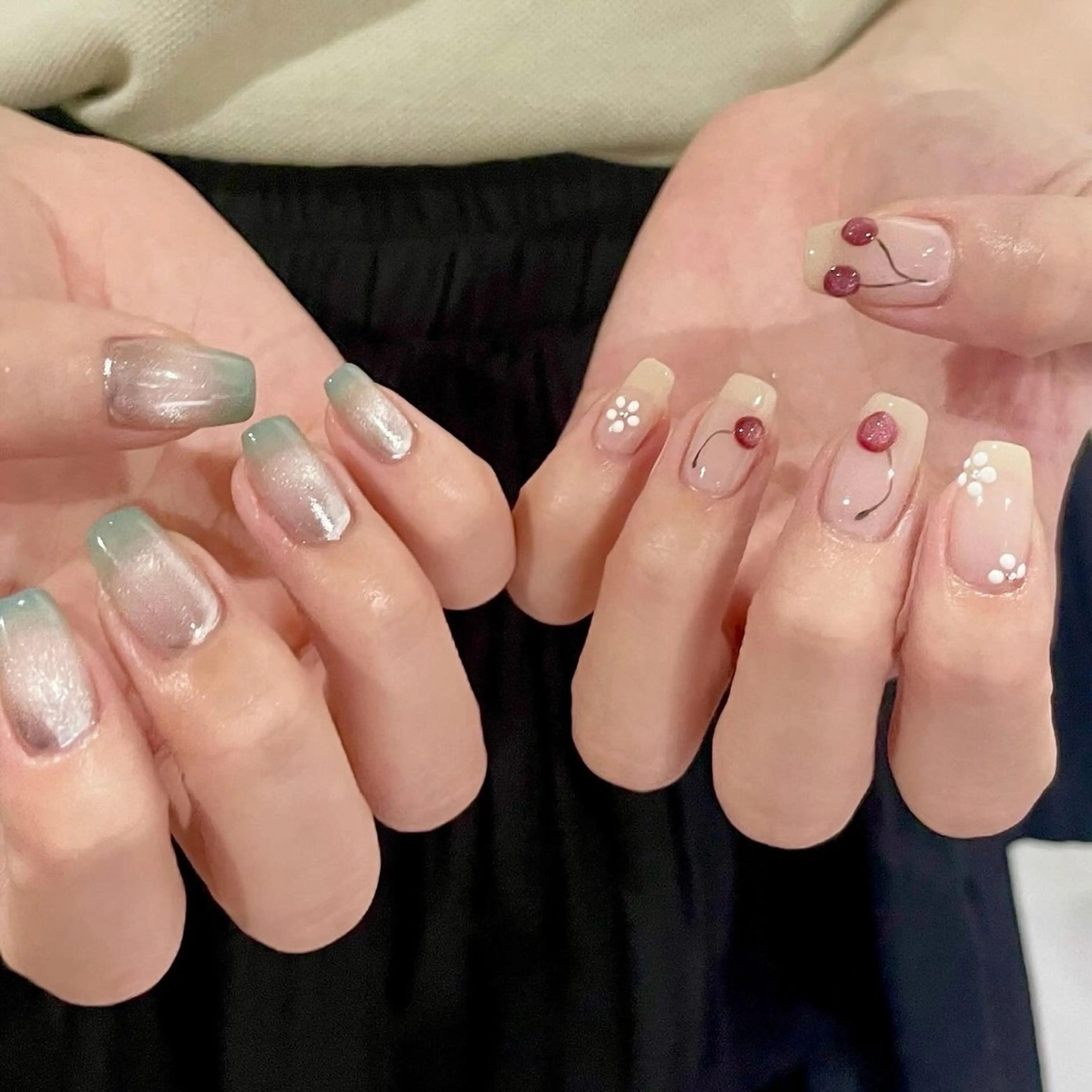 ネイル アートネイル ジェルネイル グラデーション マグネットネイル 持ち込み ハンドネイル norme_ akiのネイルデザイン