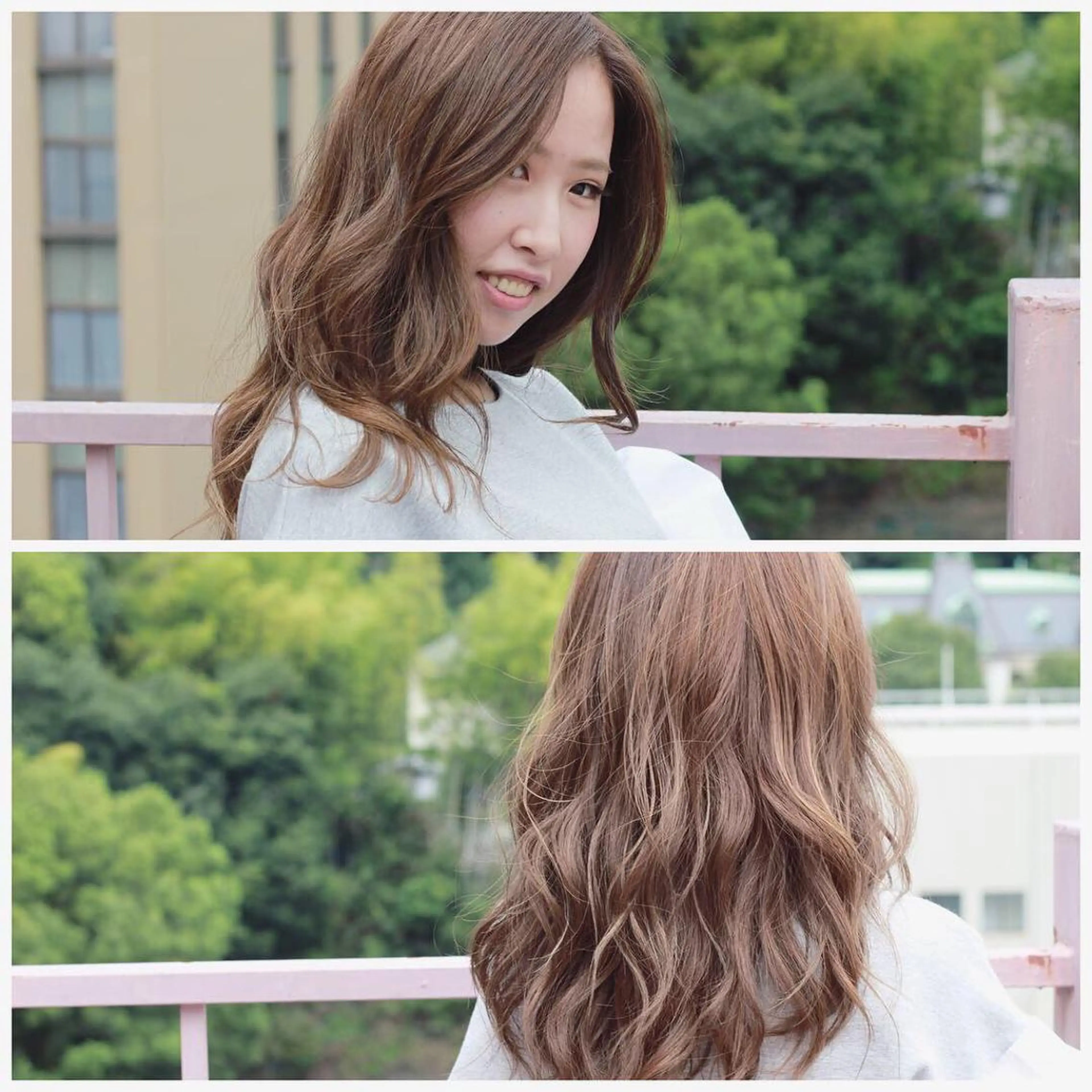 セミロング カラー グレージュ ハイライトカラー ハイライト カット Viage （ビアージュ）のヘアスタイル