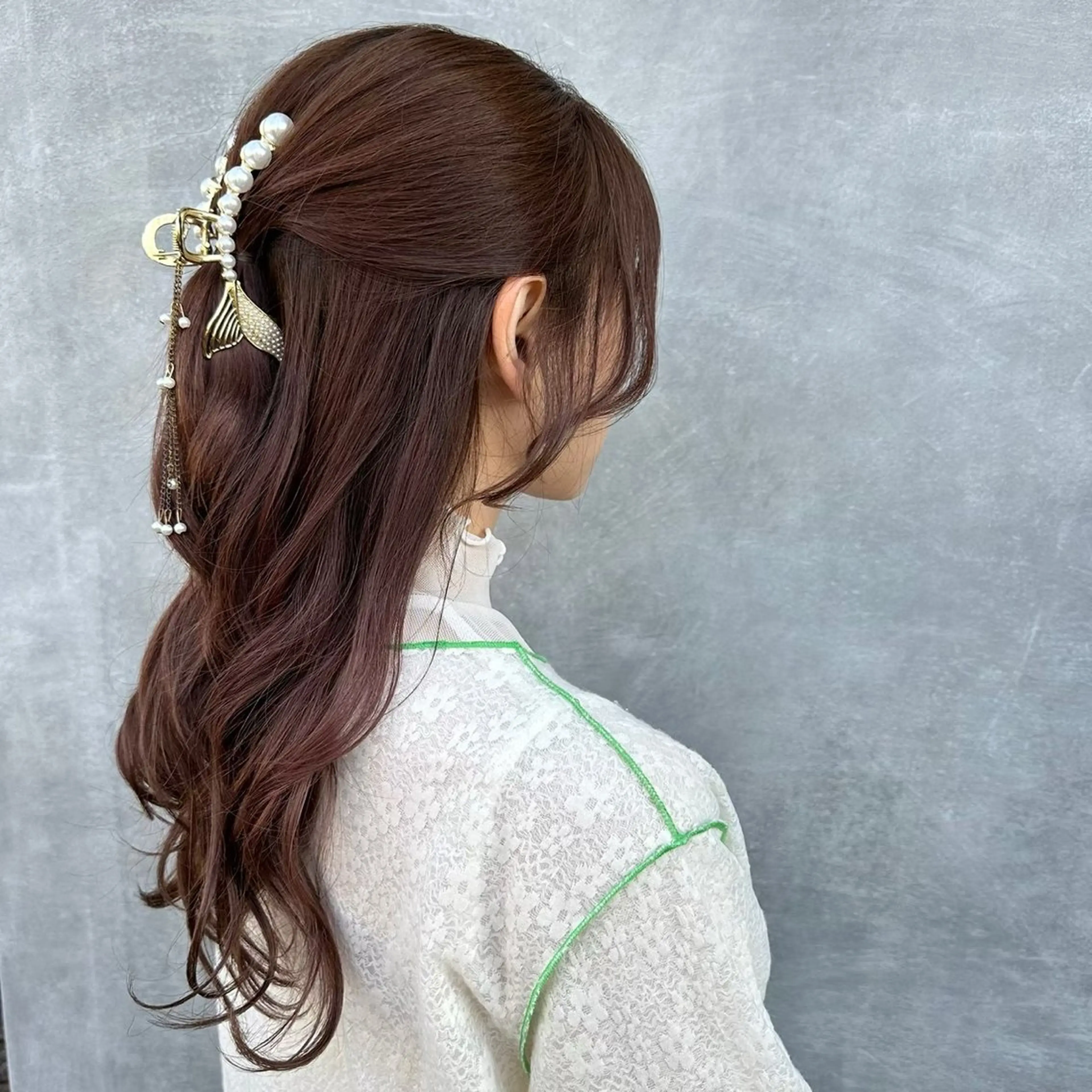 ロング ヘアアレンジ ハーフアップ 野崎 桃実のヘアスタイル