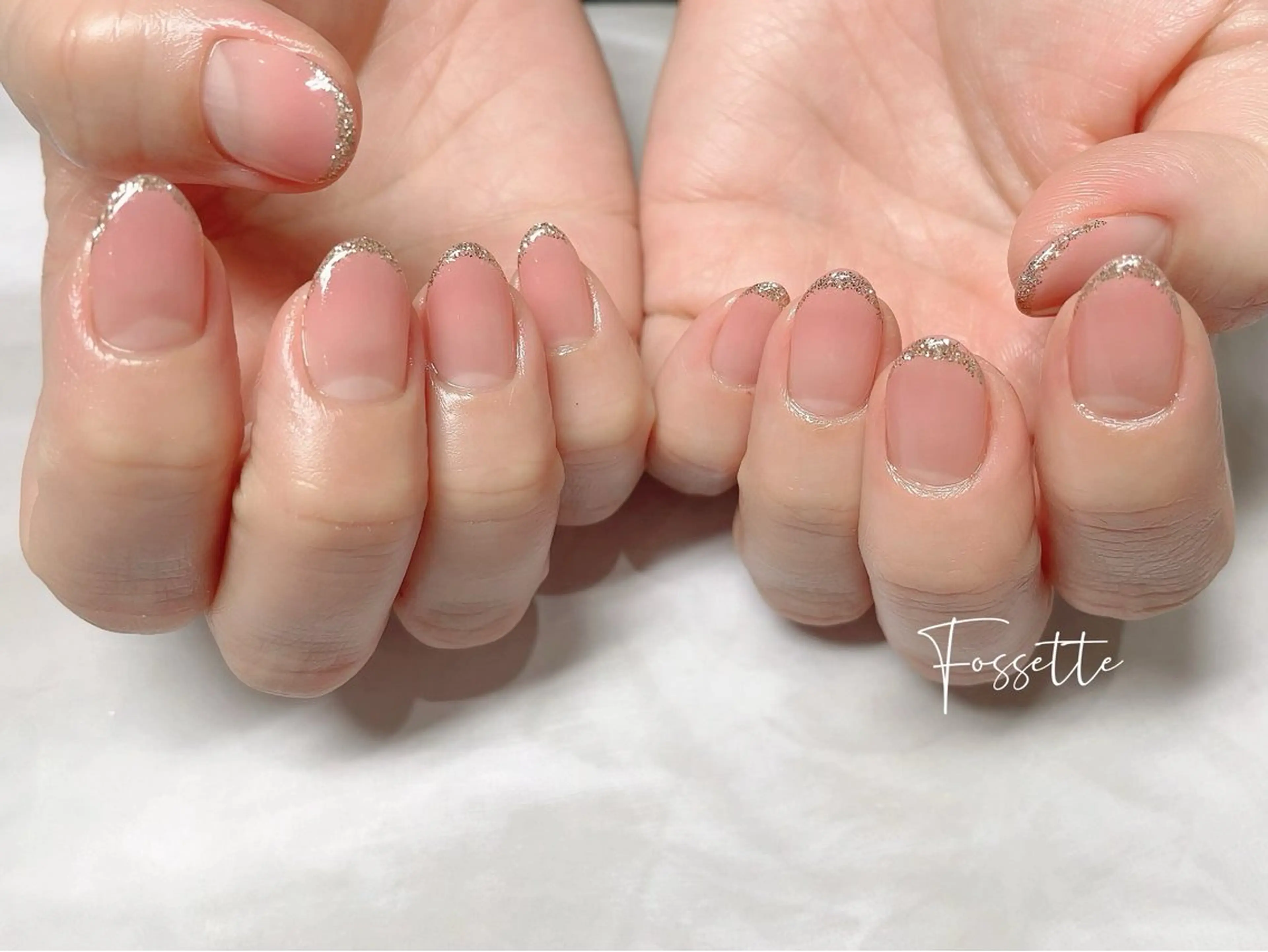 ネイル フレンチネイル グラデーション ラメ(グリッター) オフィスネイル シンプルネイル nailsalon Fossetteのネイルデザイン