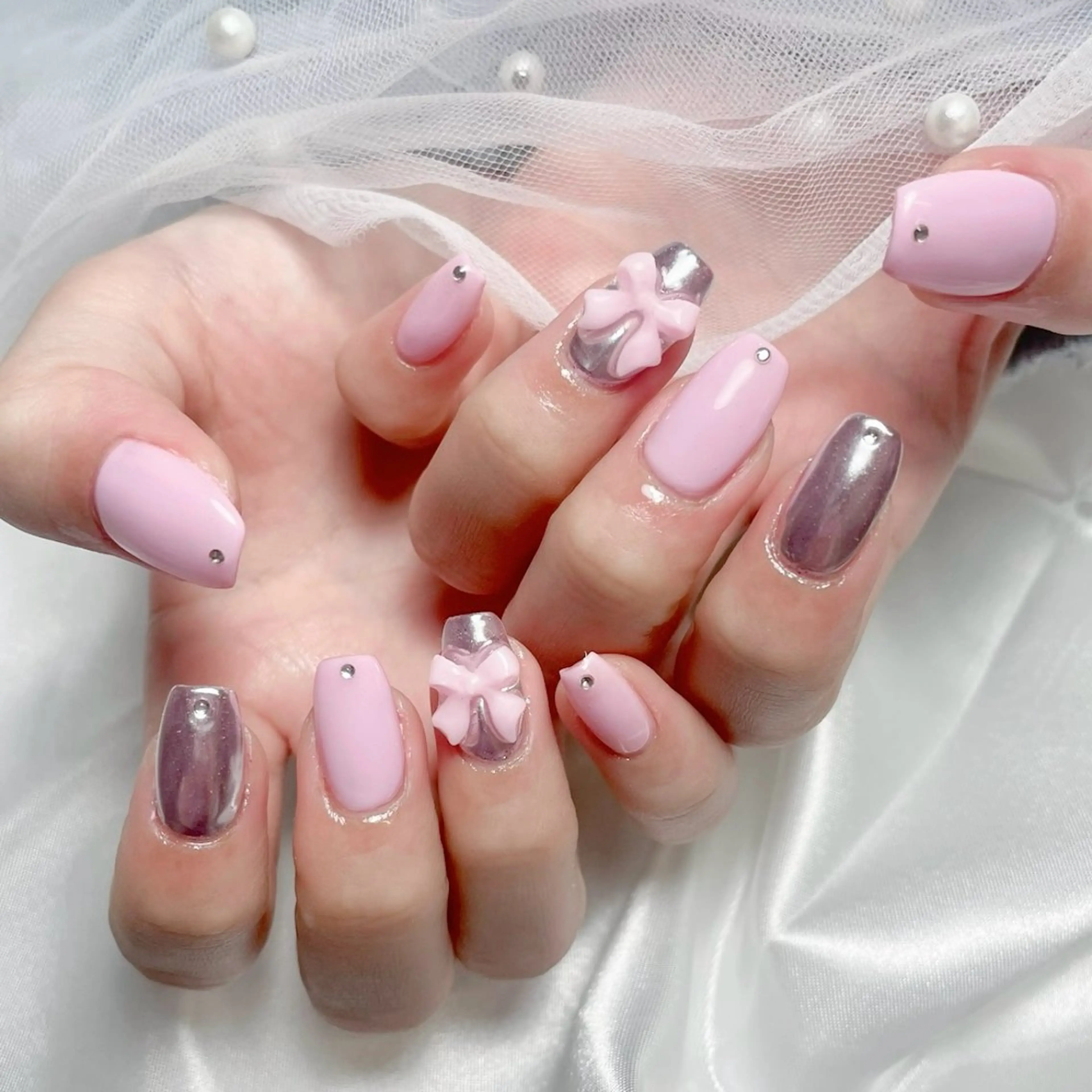 ネイル 🎀藤沢ガーリーネイ ル/長さ出し🎀のネイルデザイン