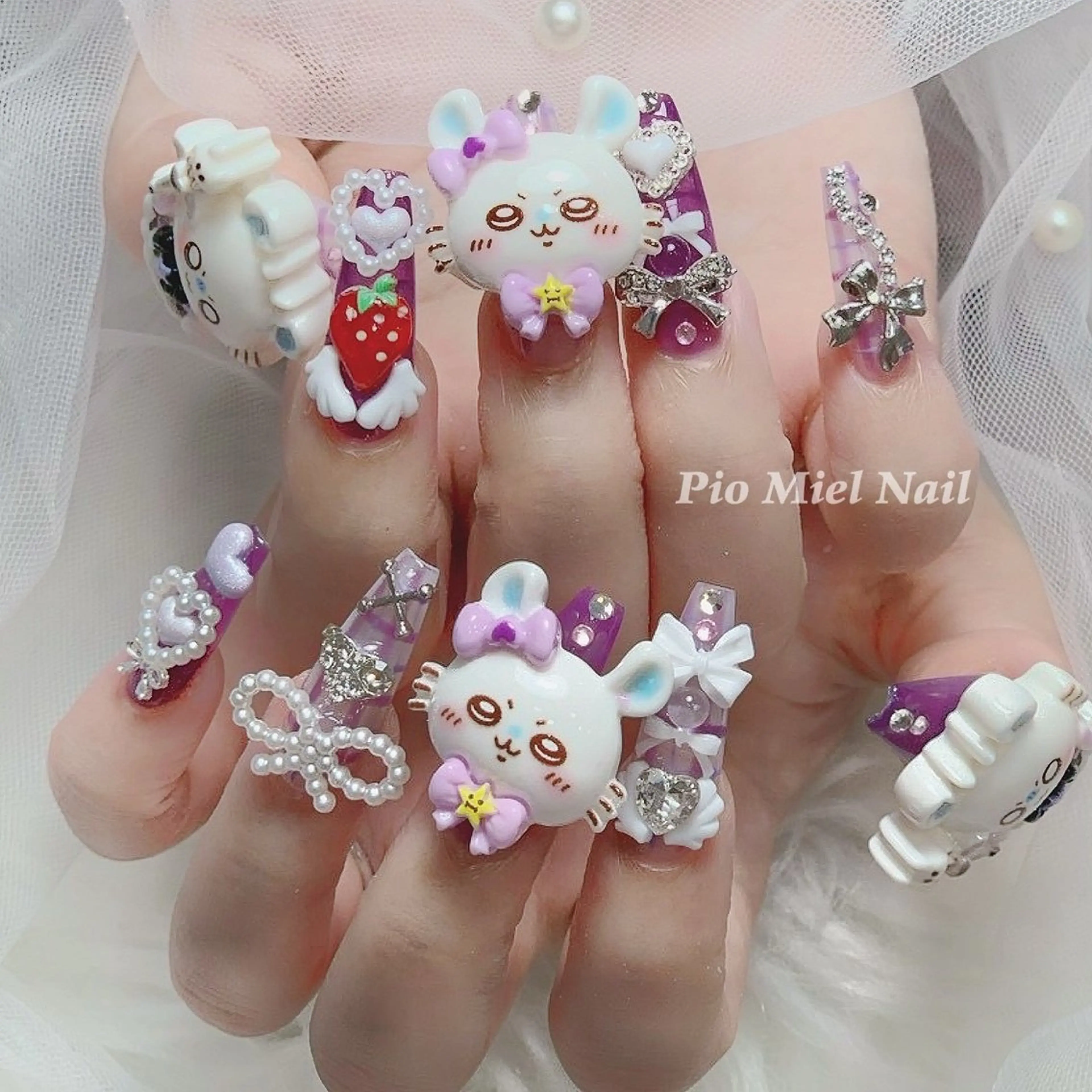 ネイル ハンドネイル HANA 長さだしのネイルデザイン