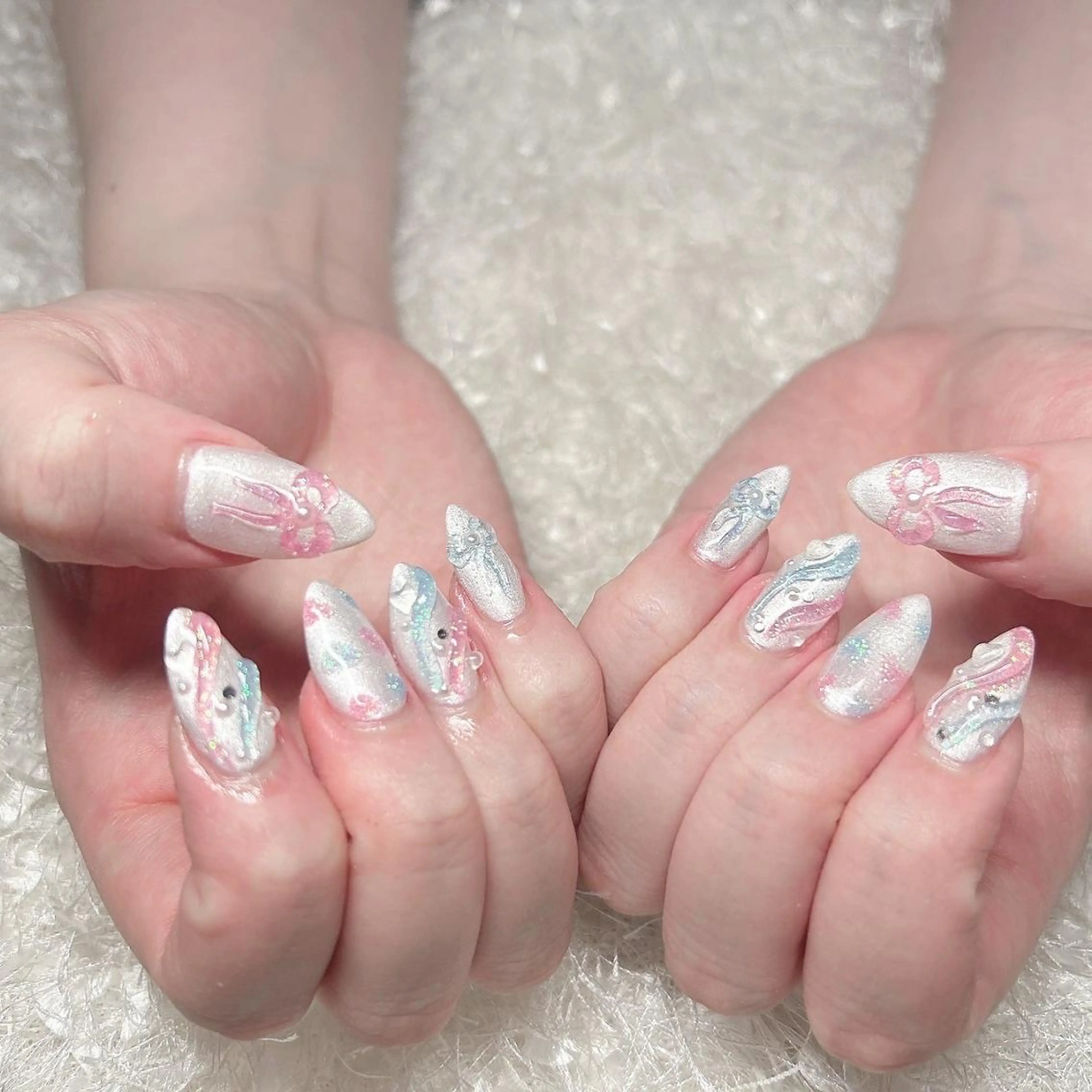 ネイル 長さ出し フレンチネイル ジェルネイル グラデーション 韓国ネイル ハンドネイル Nail&eye Belire 新宿のネイルデザイン