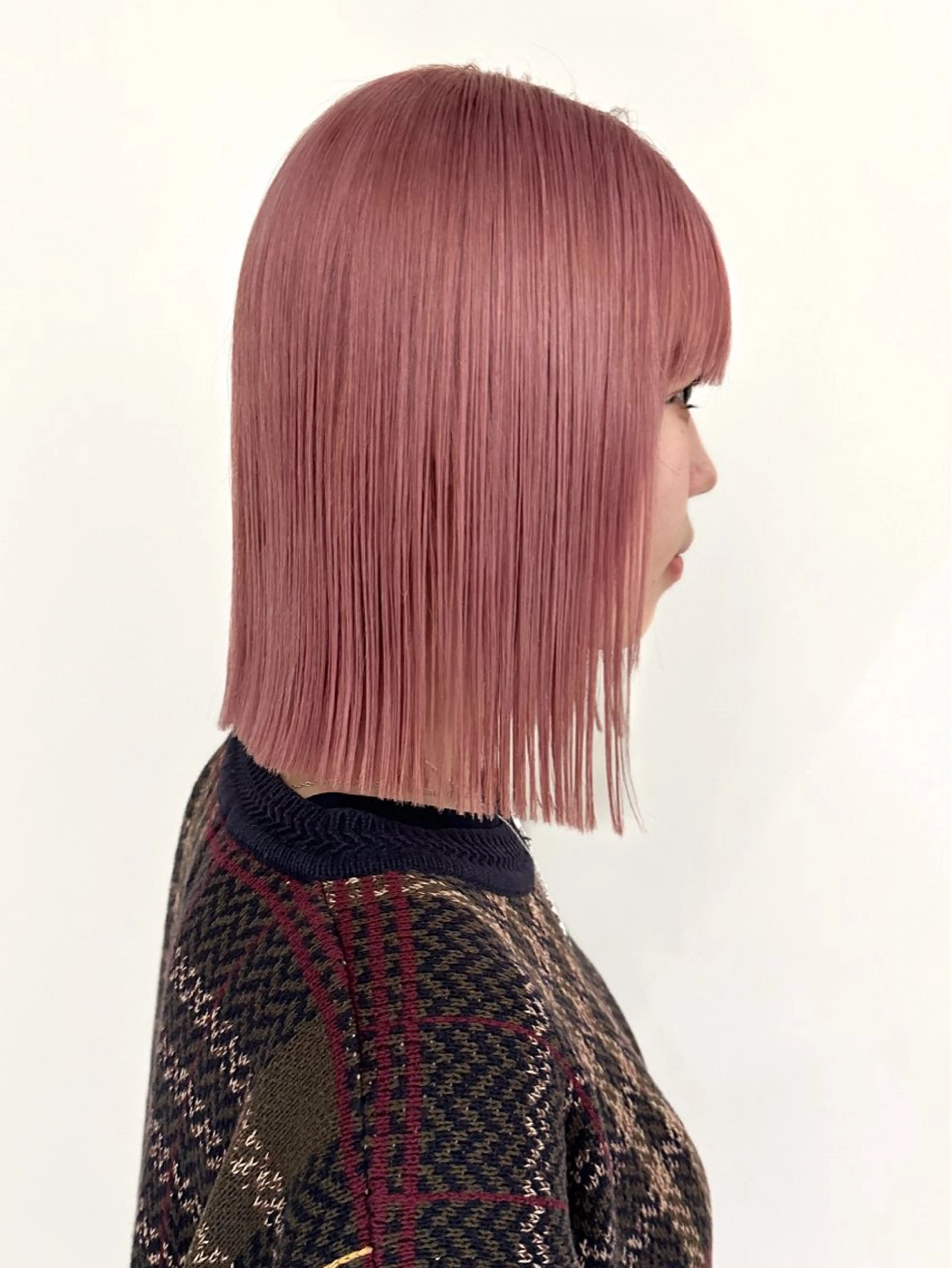 ミディアム カラー ピンクカラー ヘアカラー 小顔ボブ jilblanカホのヘアスタイル