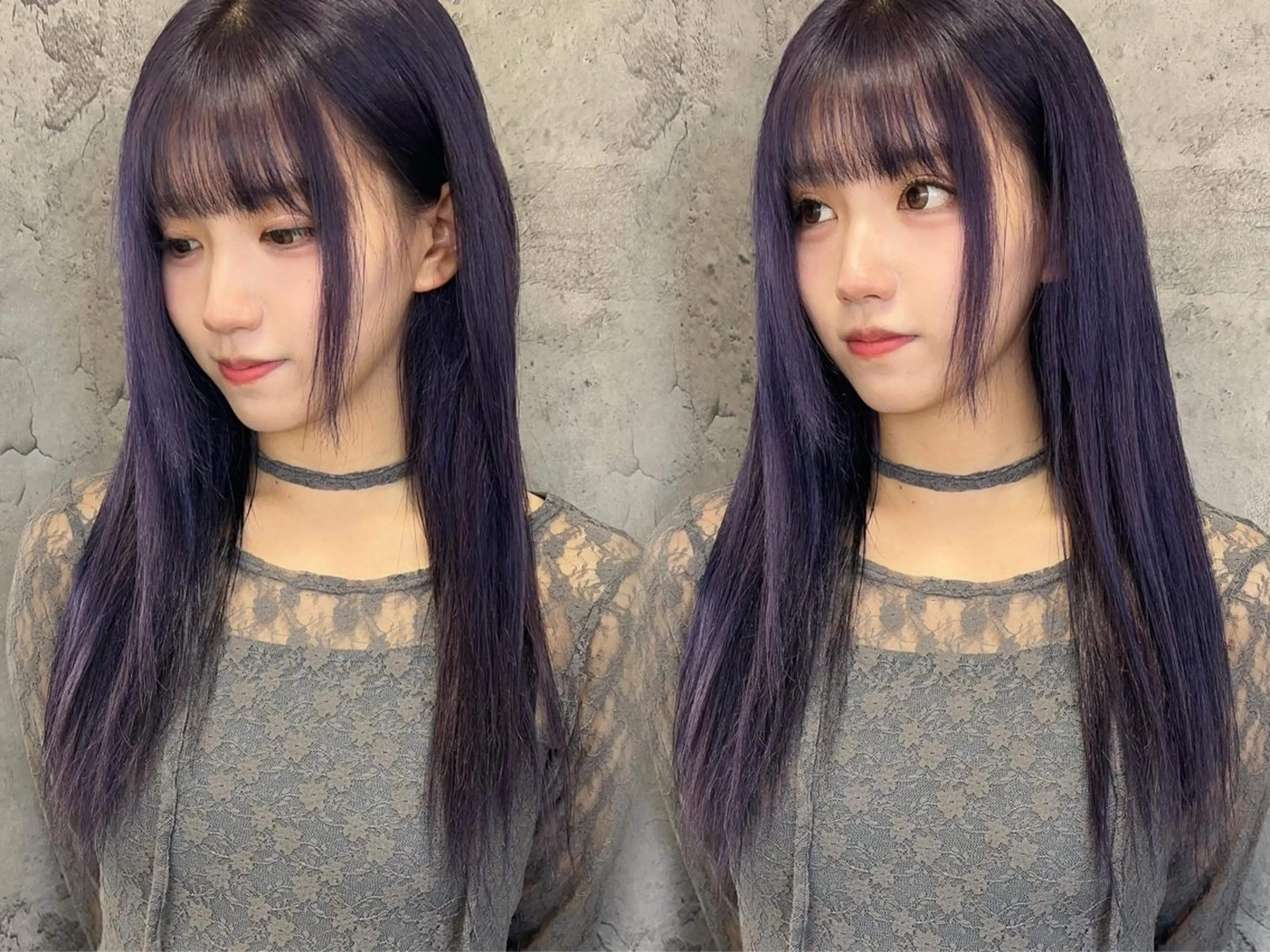 セミロング カラー ラベンダーカラー ayaka🫧 梅田ダブルカラーのヘアスタイル