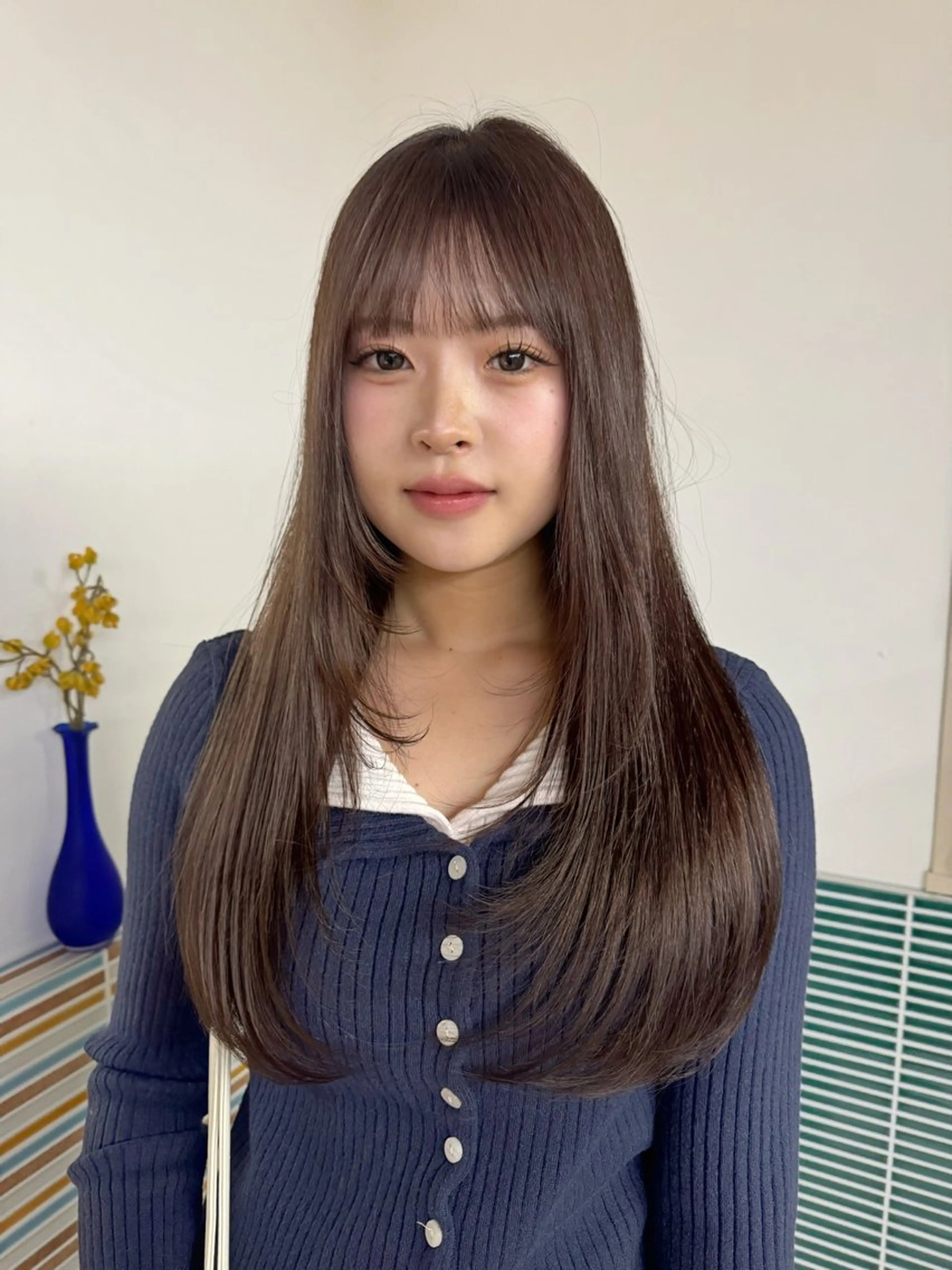 ロング ヘアカラー 縮毛矯正/ブリーチ なしWカラー/みゆのヘアスタイル