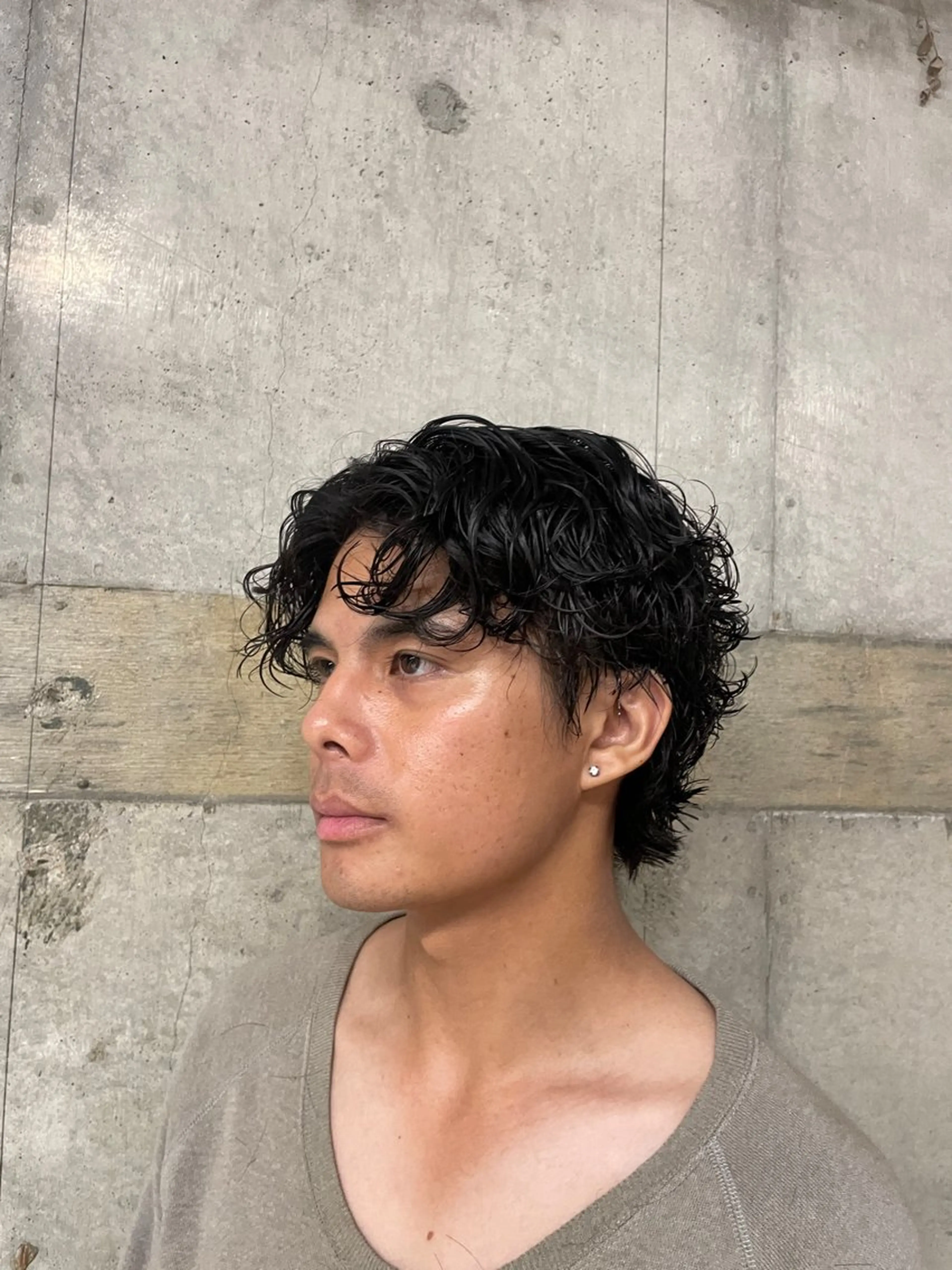 ミディアム パーマ/メンズ/ 鮫島竜海のヘアスタイル