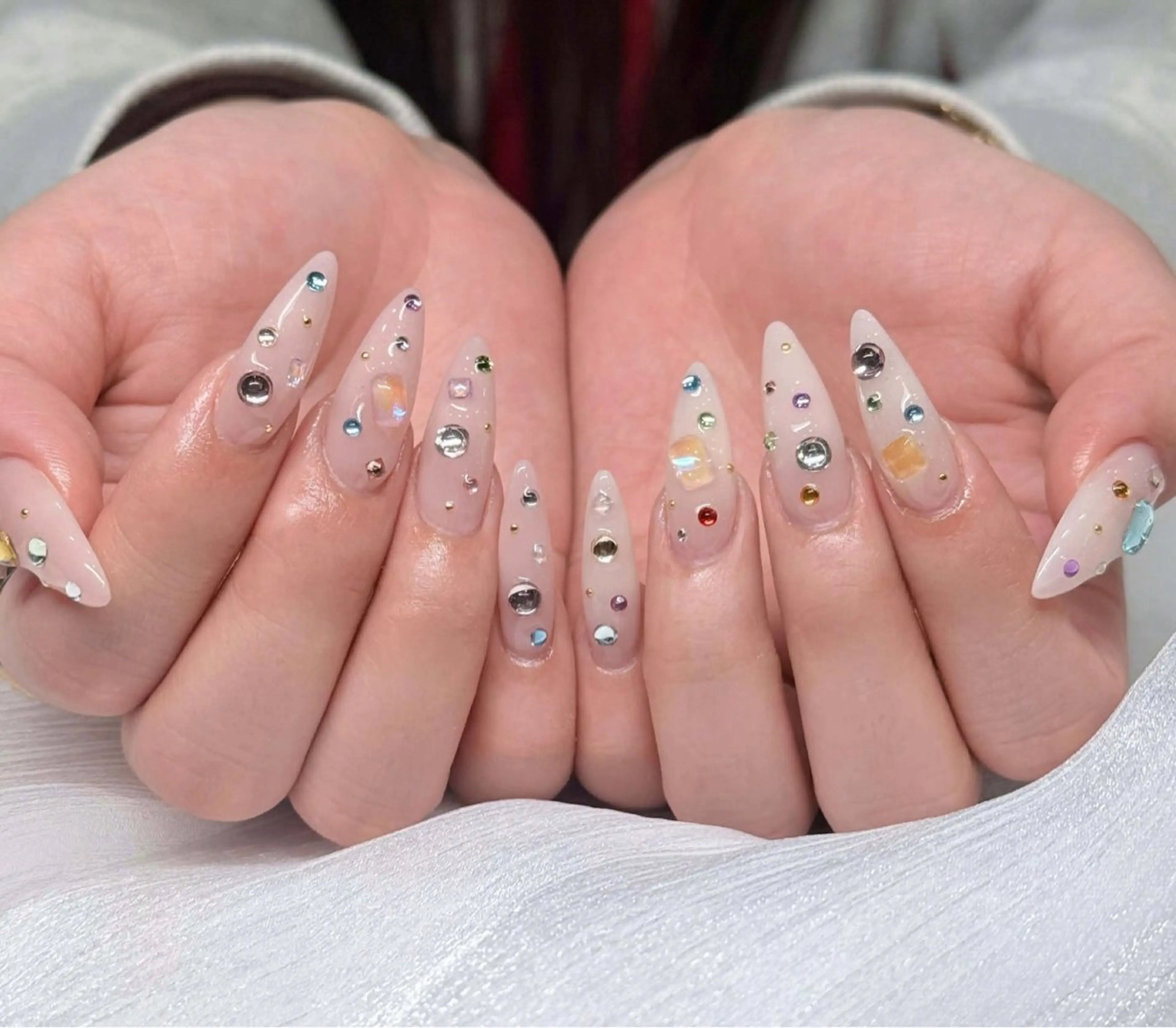 ネイル オーロラネイル ブルー チークネイル フットネイル フレンチネイル ハンドネイル Hana ハナのネイルデザイン