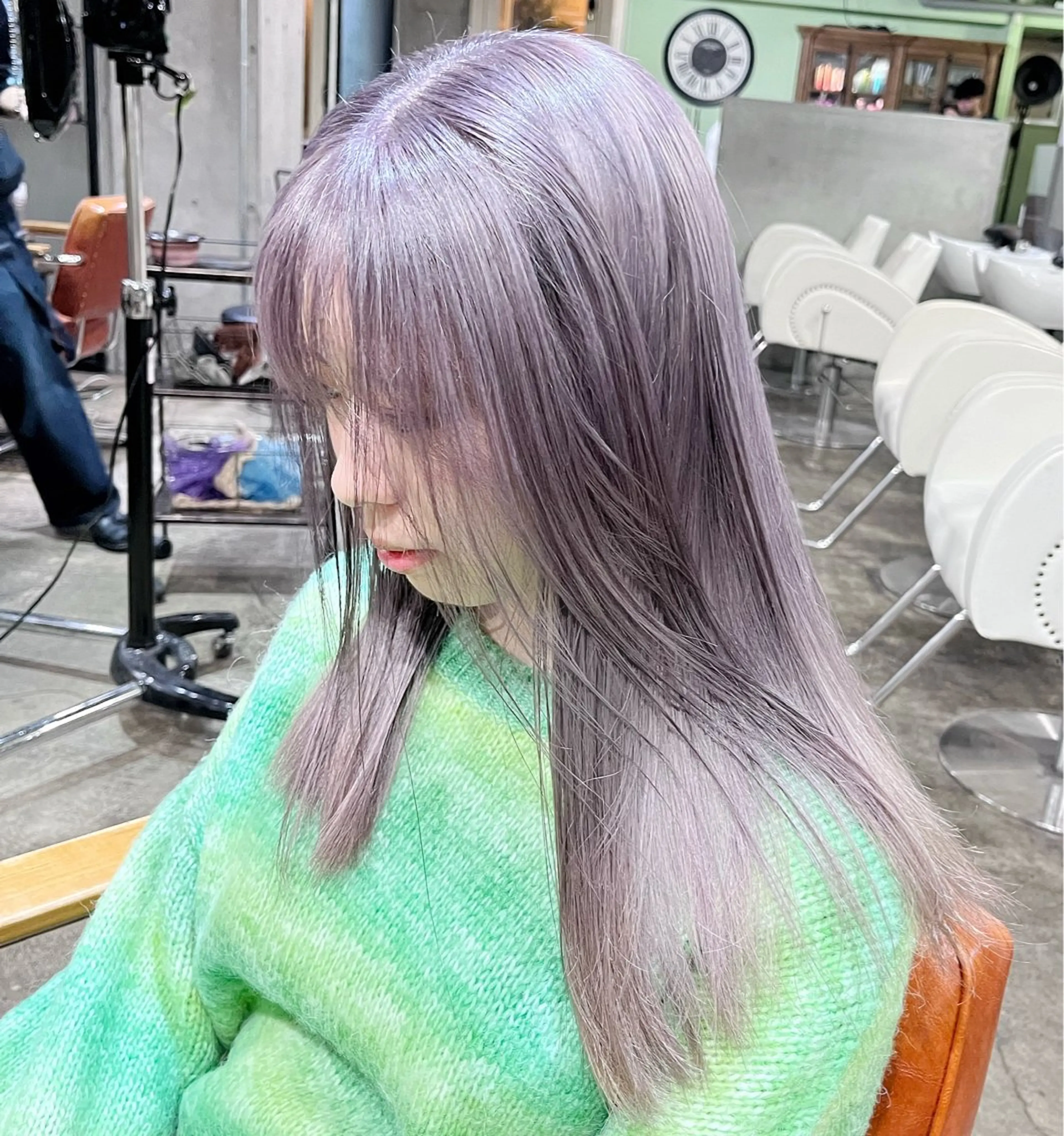 セミロング カラー ブリーチ ヘアカラー ヘアセット💘 似合わせカラーのヘアスタイル