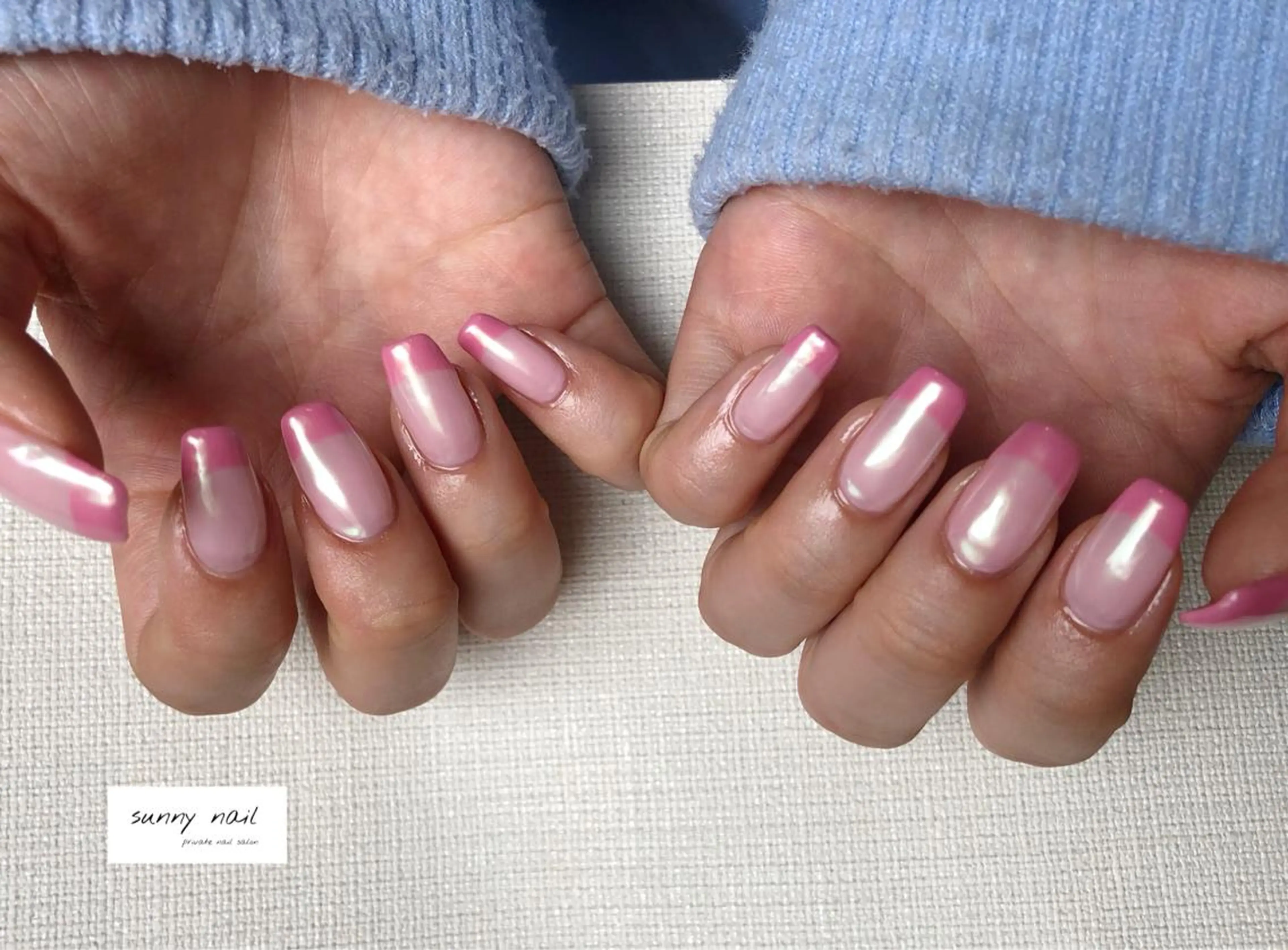 ネイル アートネイル オーロラネイル 入学式 フレンチネイル ジェルネイル sunny nailのネイルデザイン