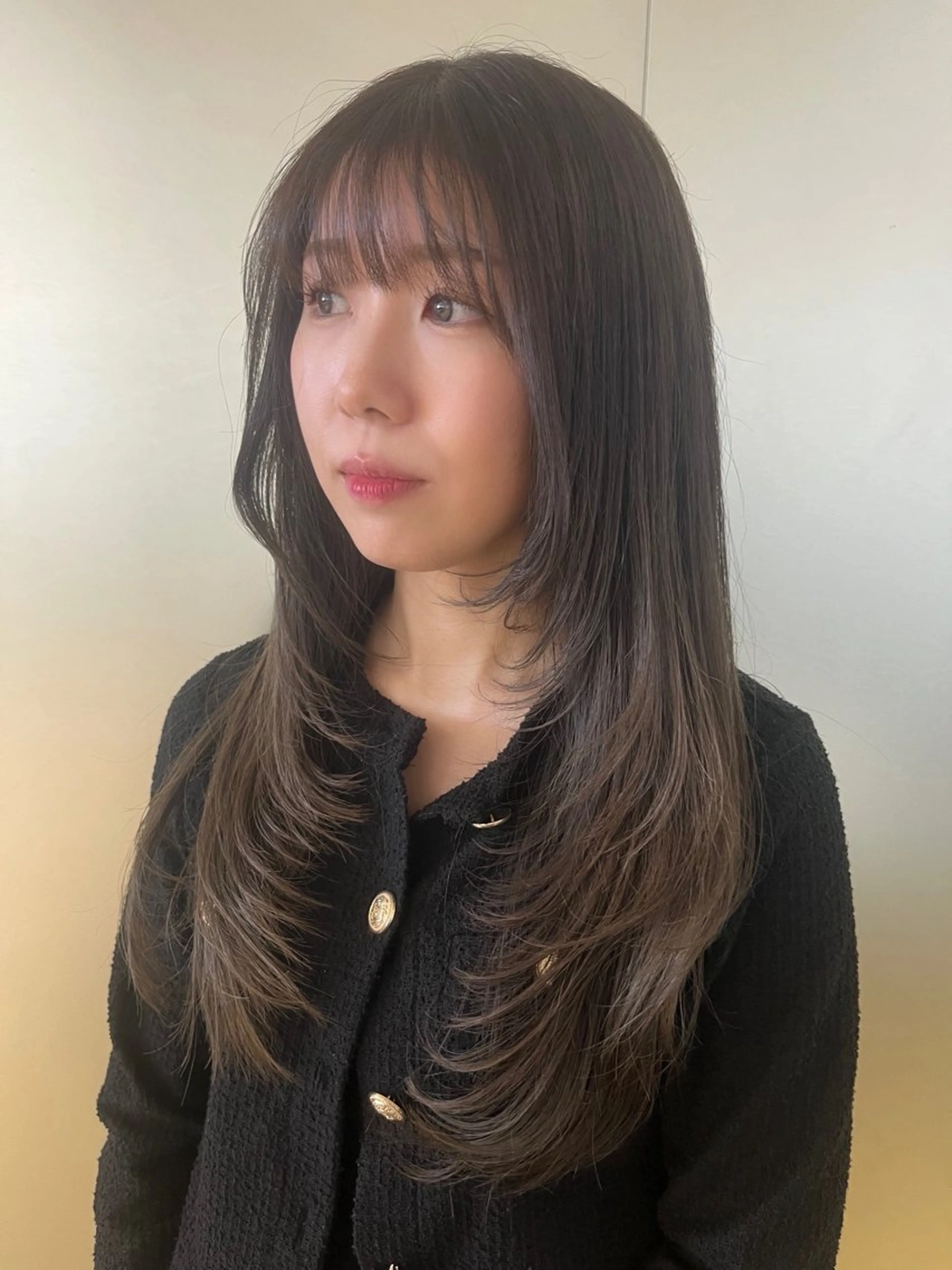 ロング カラー ベージュカラー 透明感カラー 顔まわりレイヤー 顔周りカット ハイレイヤー カット ヘアカラー トリートメント cana カナ/tensionのヘアスタイル