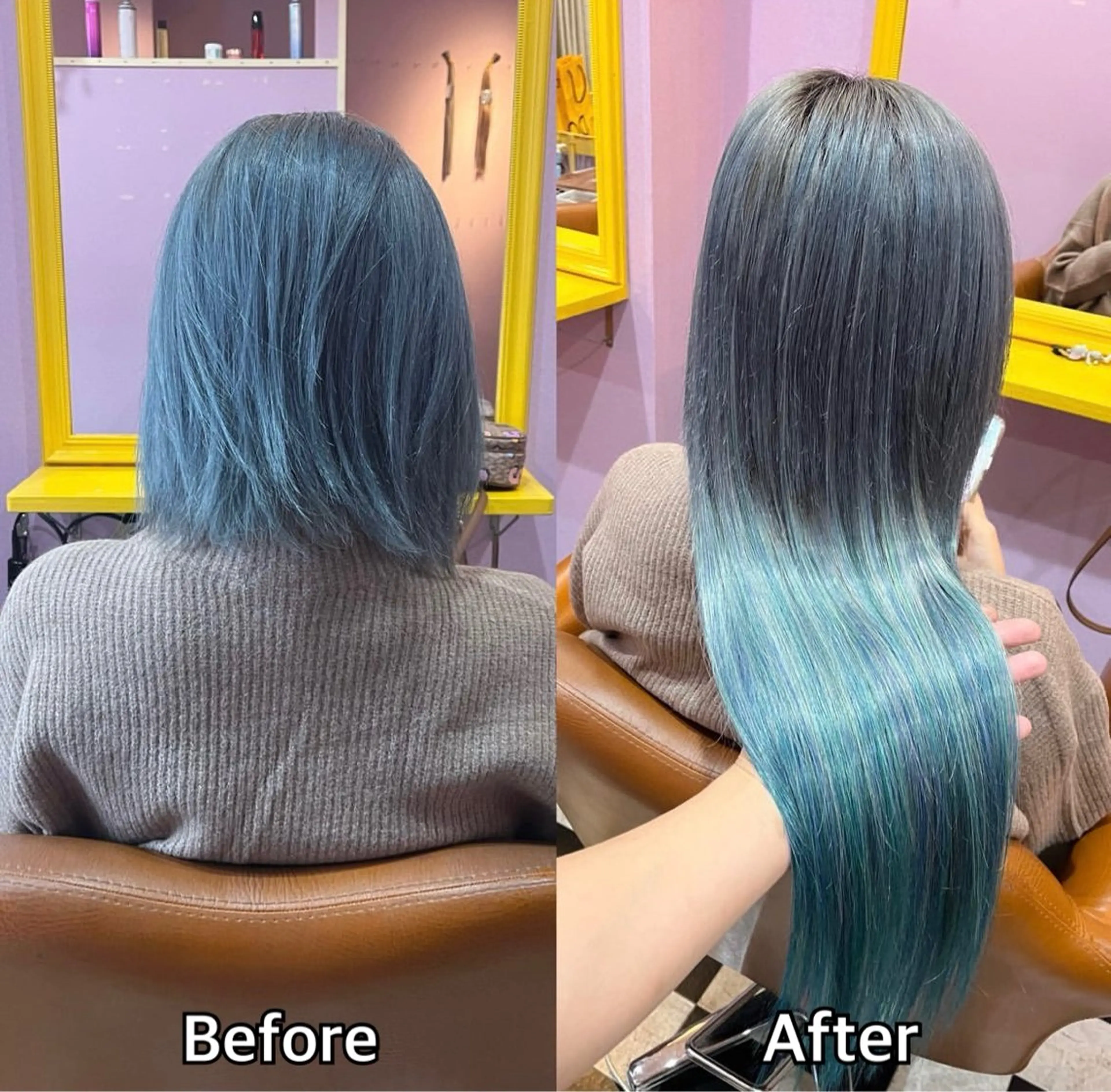 ロング シール＋ちび編み込み エクステ梅田🐨のヘアスタイル