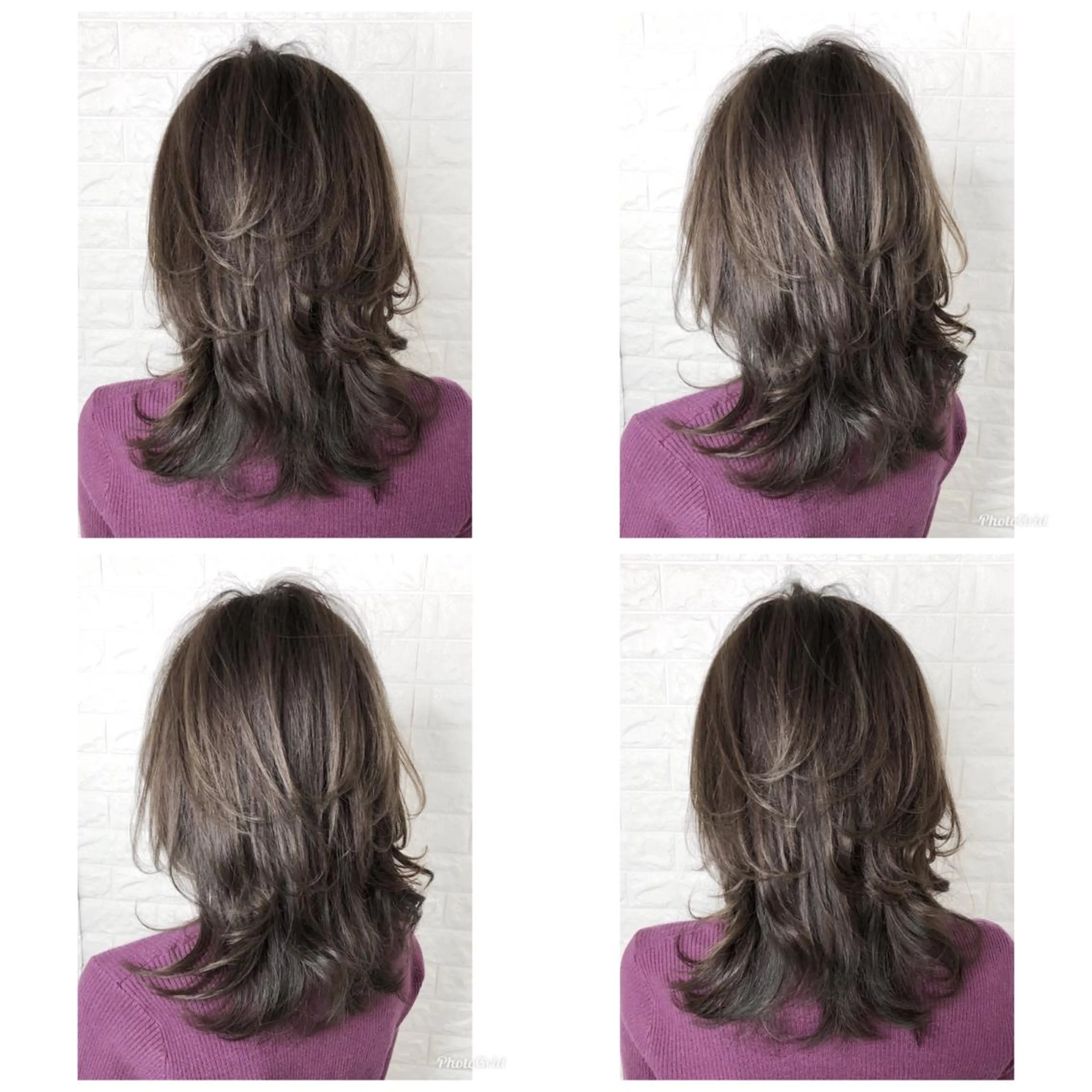 ミディアム カラー アッシュ 透明感カラー ハイライトカラー ハイライト ウルフカット KIZU 髪質改善 オカルト怪談のヘアスタイル