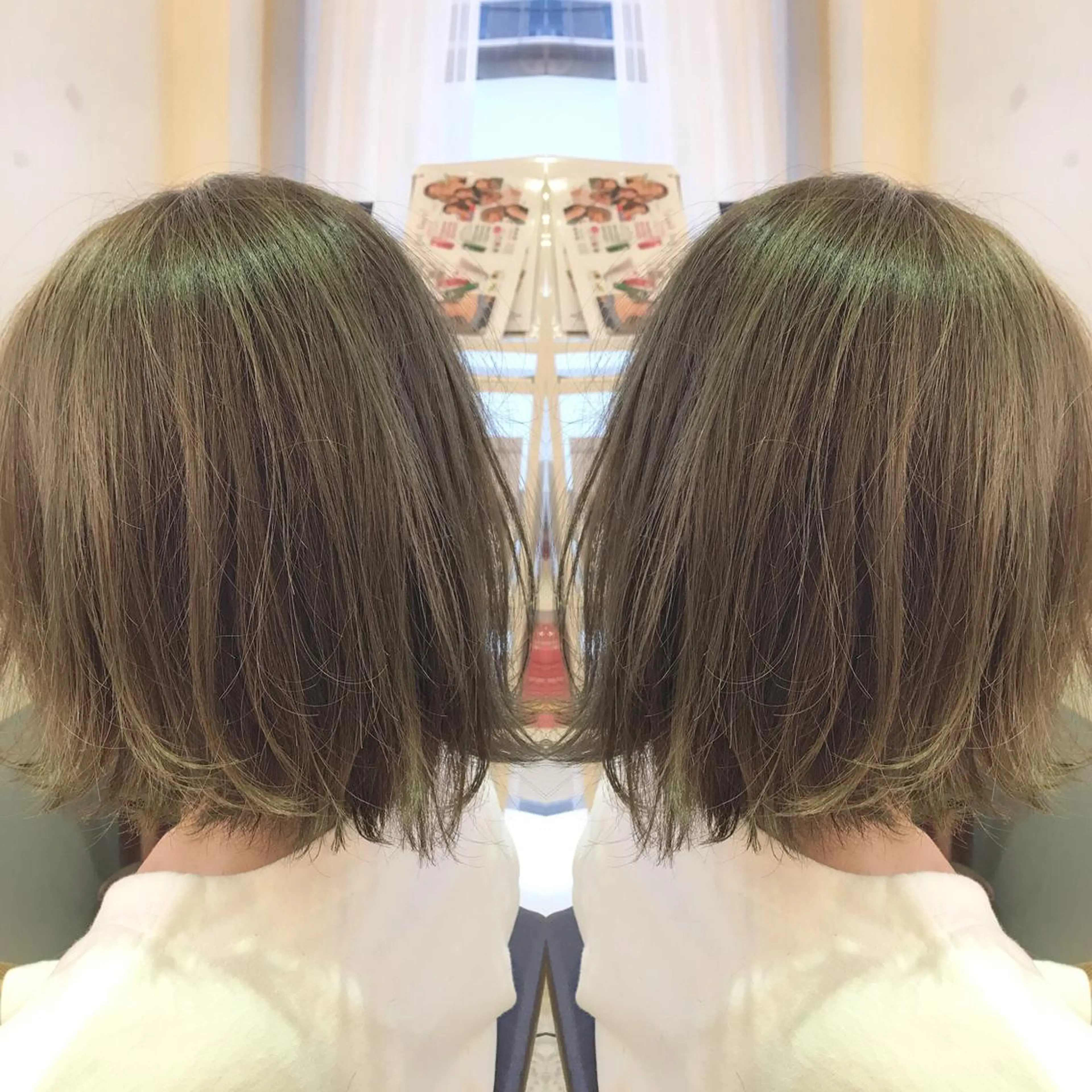 ミディアム カラー アッシュ ハイライトカラー ハイライト 青木 茂樹⭐️ 透明感カラーのヘアスタイル