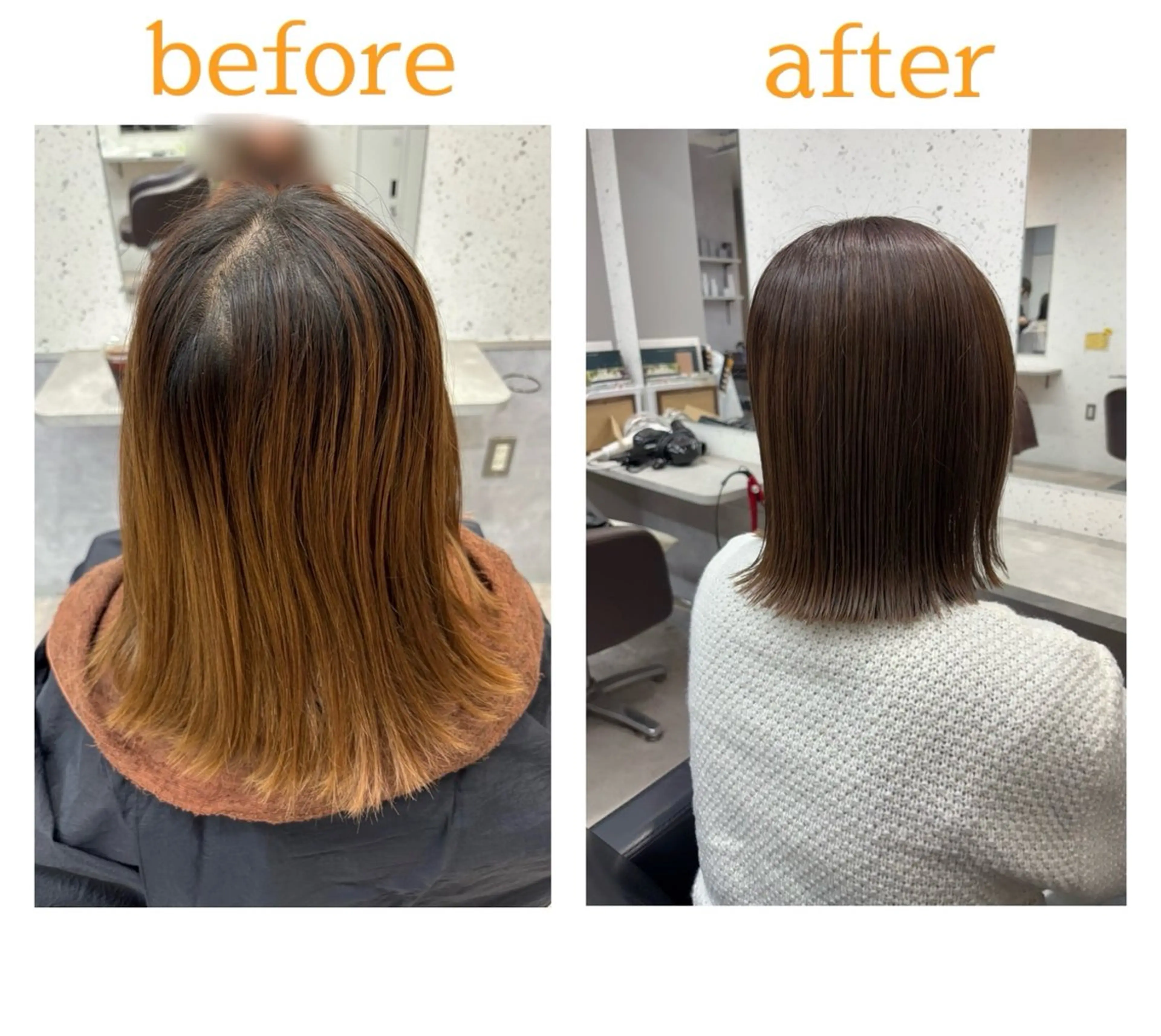 ミディアム カラー ブラウンカラー オレンジ adept金町所属・🍯adept YURINA🍯のヘアスタイル