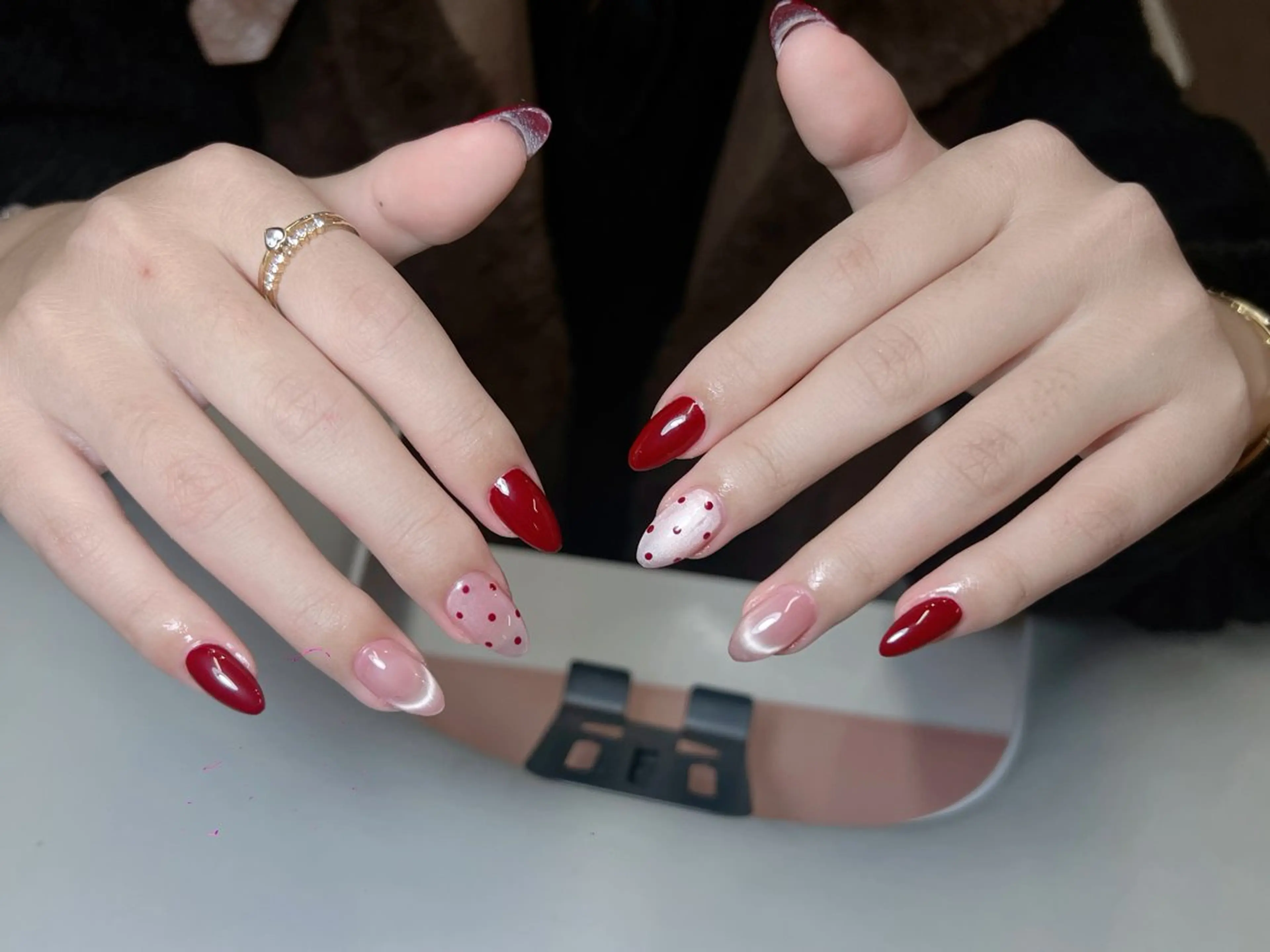 ネイル 成人式 フラッシュネイル フレンチネイル ジェルネイル グラデーション ハンドネイル Lya  Nail Kaii❤️のネイルデザイン