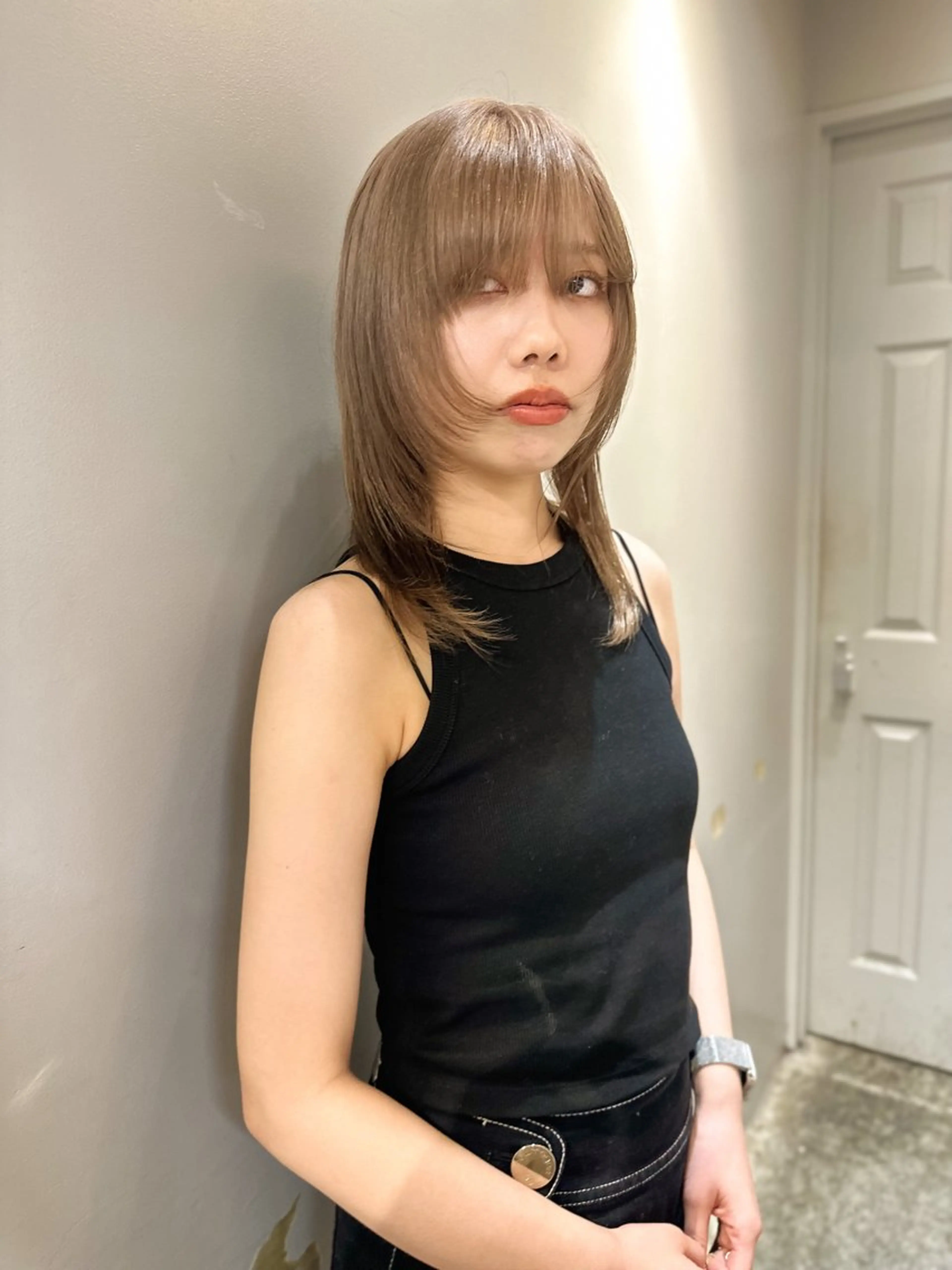 ミディアム カラー ベージュカラー ミルクティーベージュ Cinq所属・ハイライト🌟/ ボブ/豊田のヘアスタイル