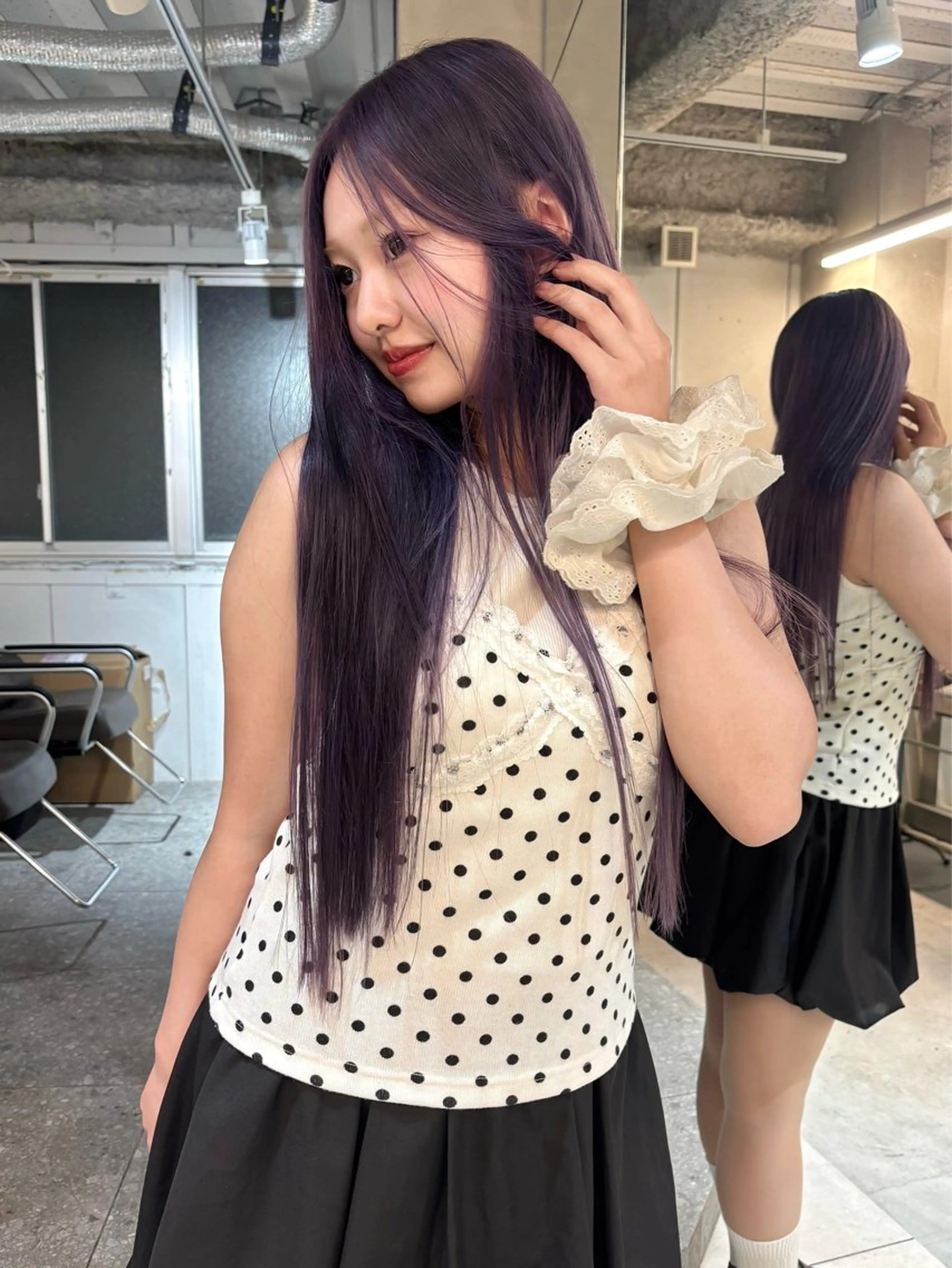 ロング カラー ハイトーンカラー カット ヘアカラー トリートメント 遠田 優那のヘアスタイル