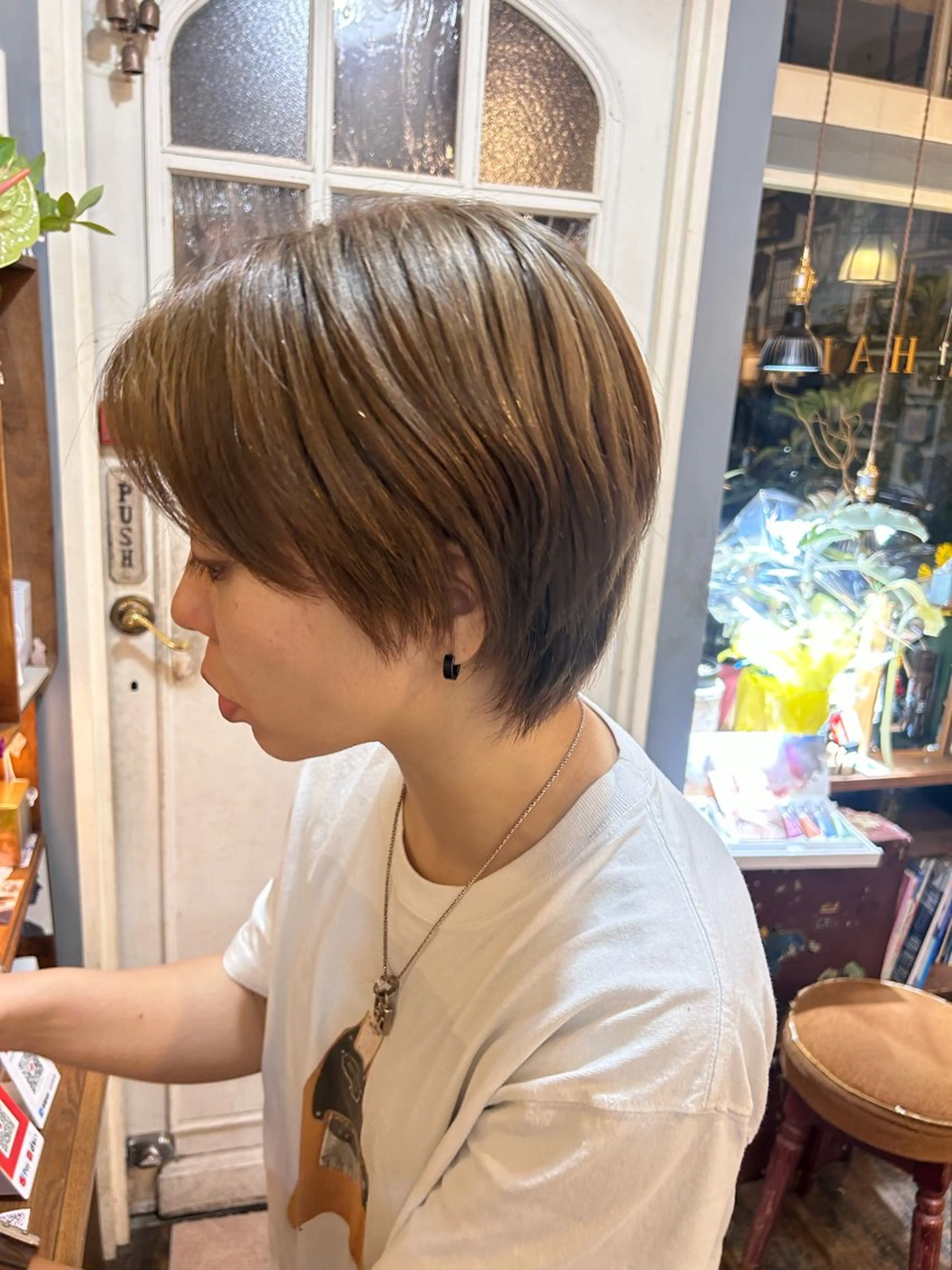 ショート カラー ヘアカラー トリートメント 清水千優/パーマ/透 明感カラー/メンズのヘアスタイル