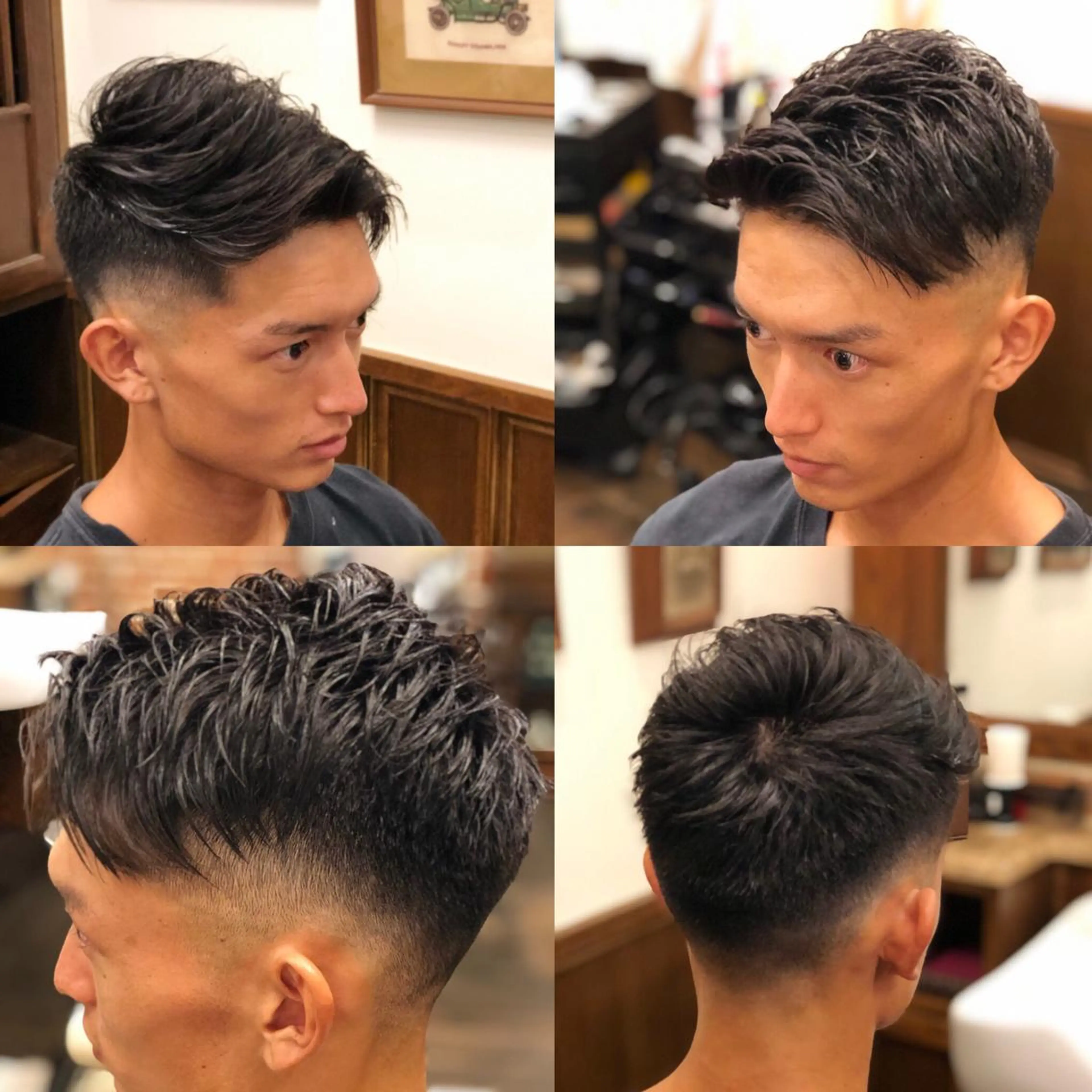 ショート カット メンズカットフェード パーマ/前山竜貴のヘアスタイル