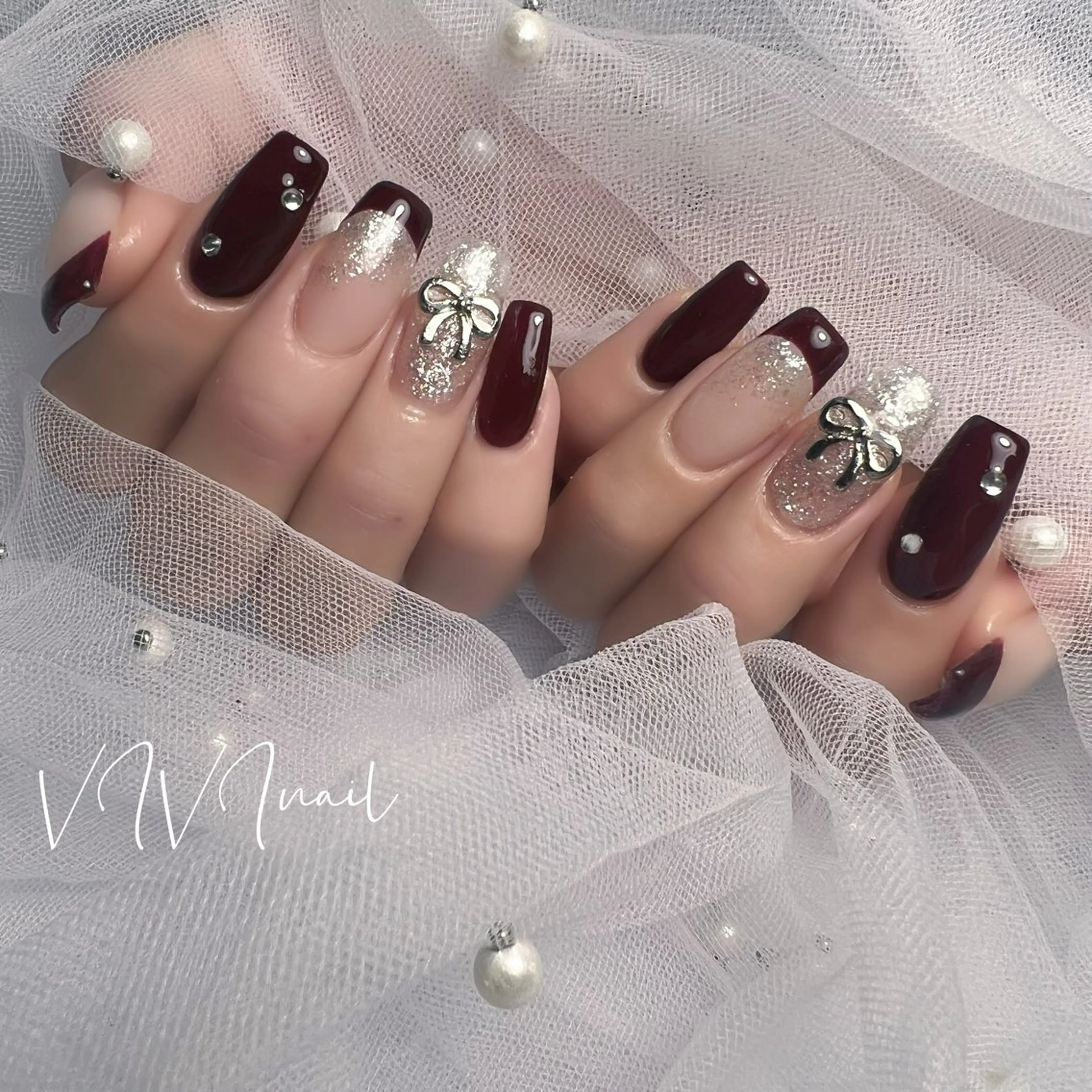 ネイル ボルドー ハンドネイル vivi nailのネイルデザイン