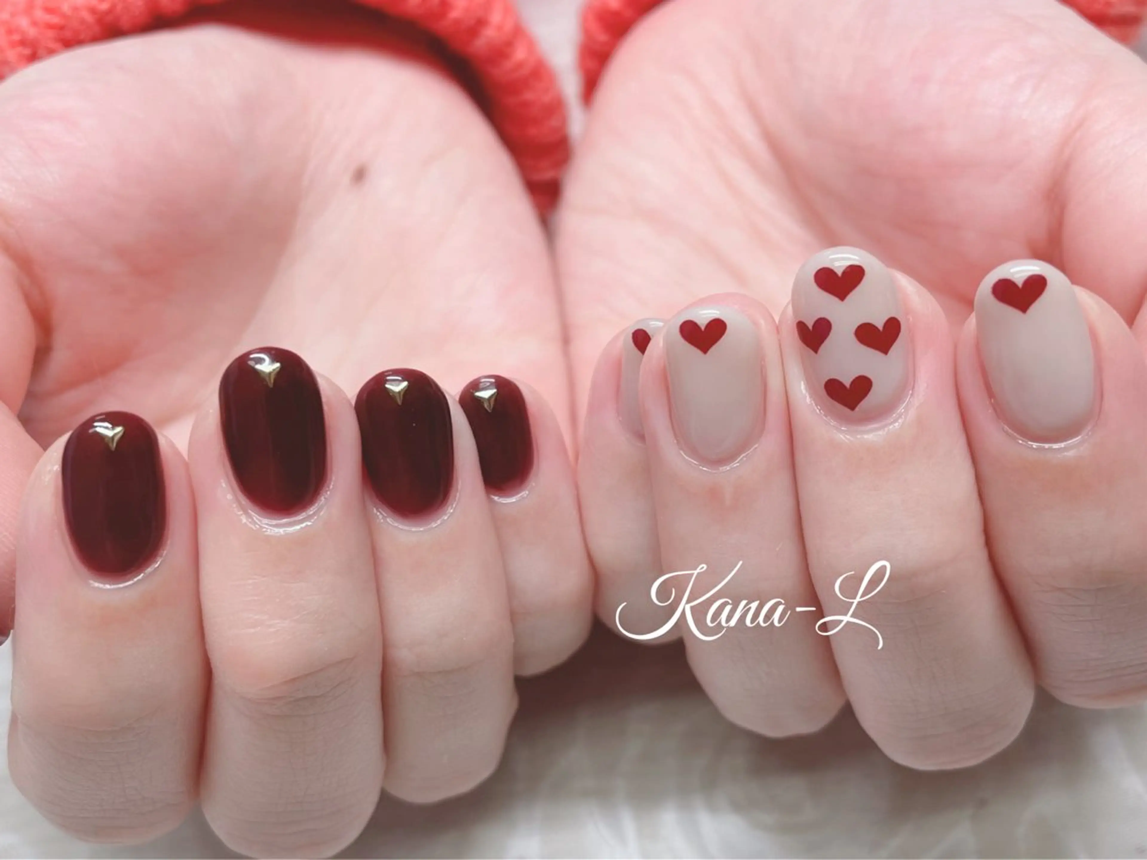 ネイル ジェルネイル ハート パラジェル バレンタイン 芦辺 香奈のネイルデザイン