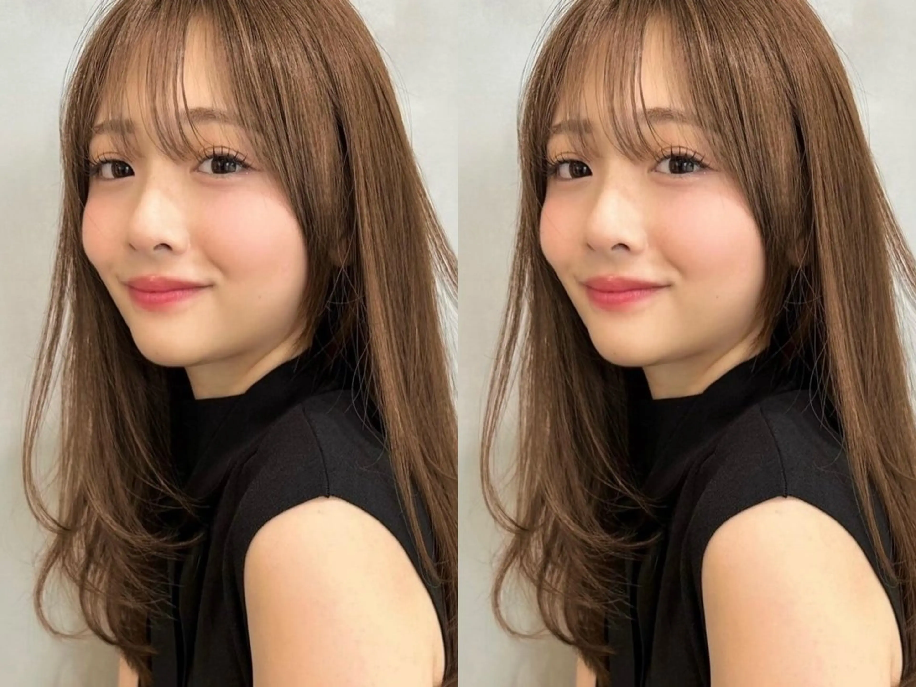 セミロング アッシュ ハイライト 韓国風ヘア 韓国カット/透明感 カラー/NANAMIのヘアスタイル