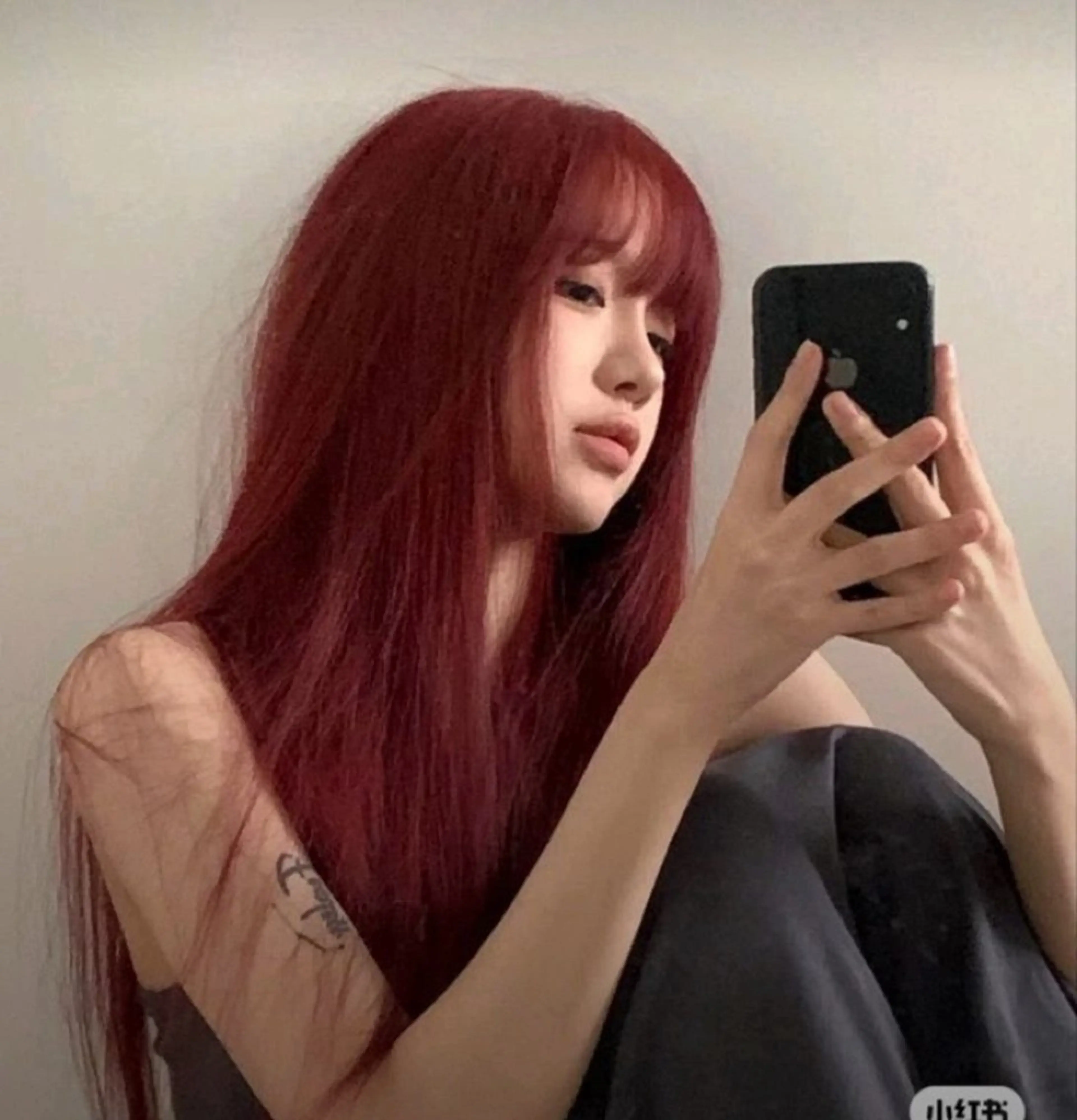 セミロング カラー ヘアアレンジ 中韓🇰🇷暖色/ ワインレッド/らいるのヘアスタイル