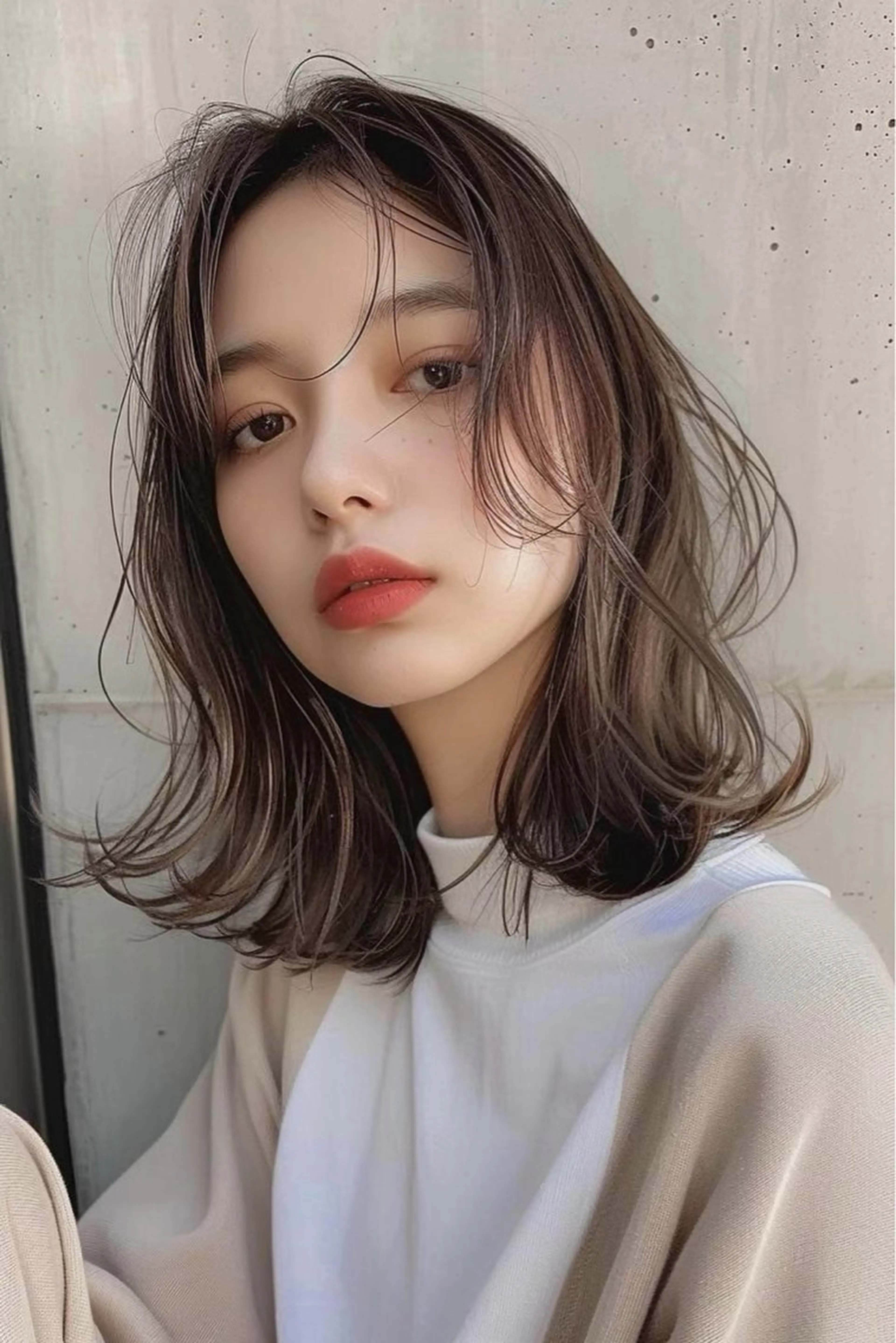 ミディアム カラー カット ヘアカラー トリートメント 学割クーポンあり/ ケアカラーYUTOのヘアスタイル