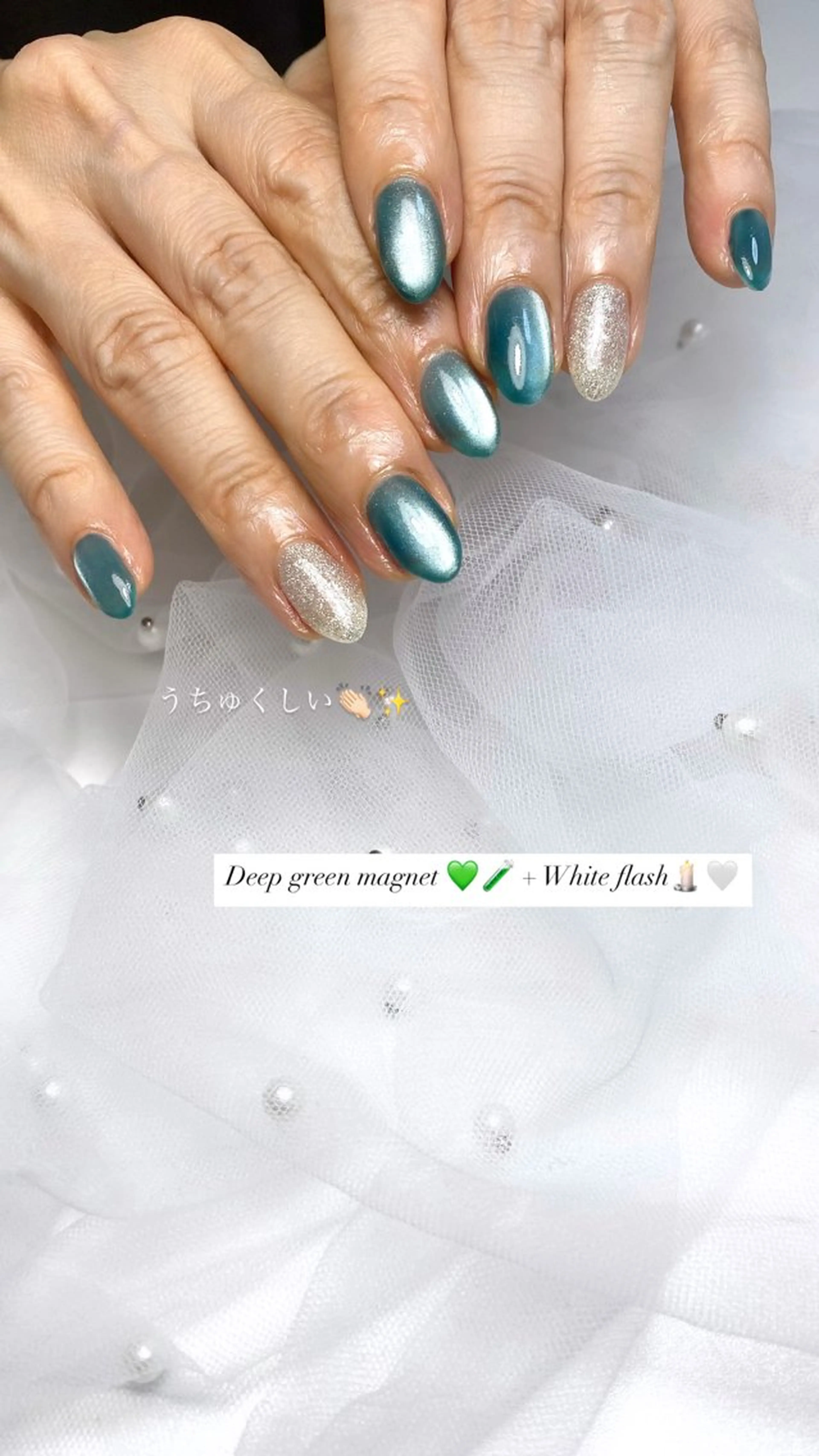 ネイル マグネットネイル ホワイト andK nail salonのネイルデザイン