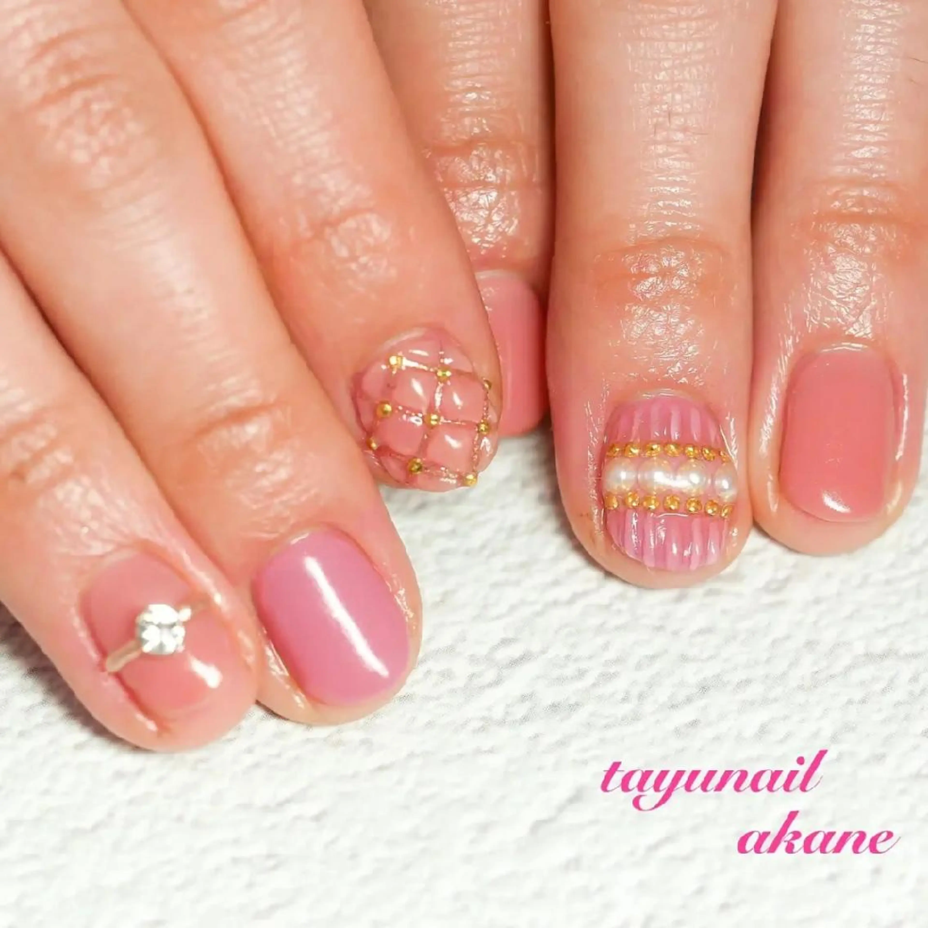 ネイル アートネイル ブルー ジェルネイル パラジェル ピンク ネイルサロン・ネイルスクール　たゆnail所属・ネイルサロン 【たゆnail】のネイルデザイン