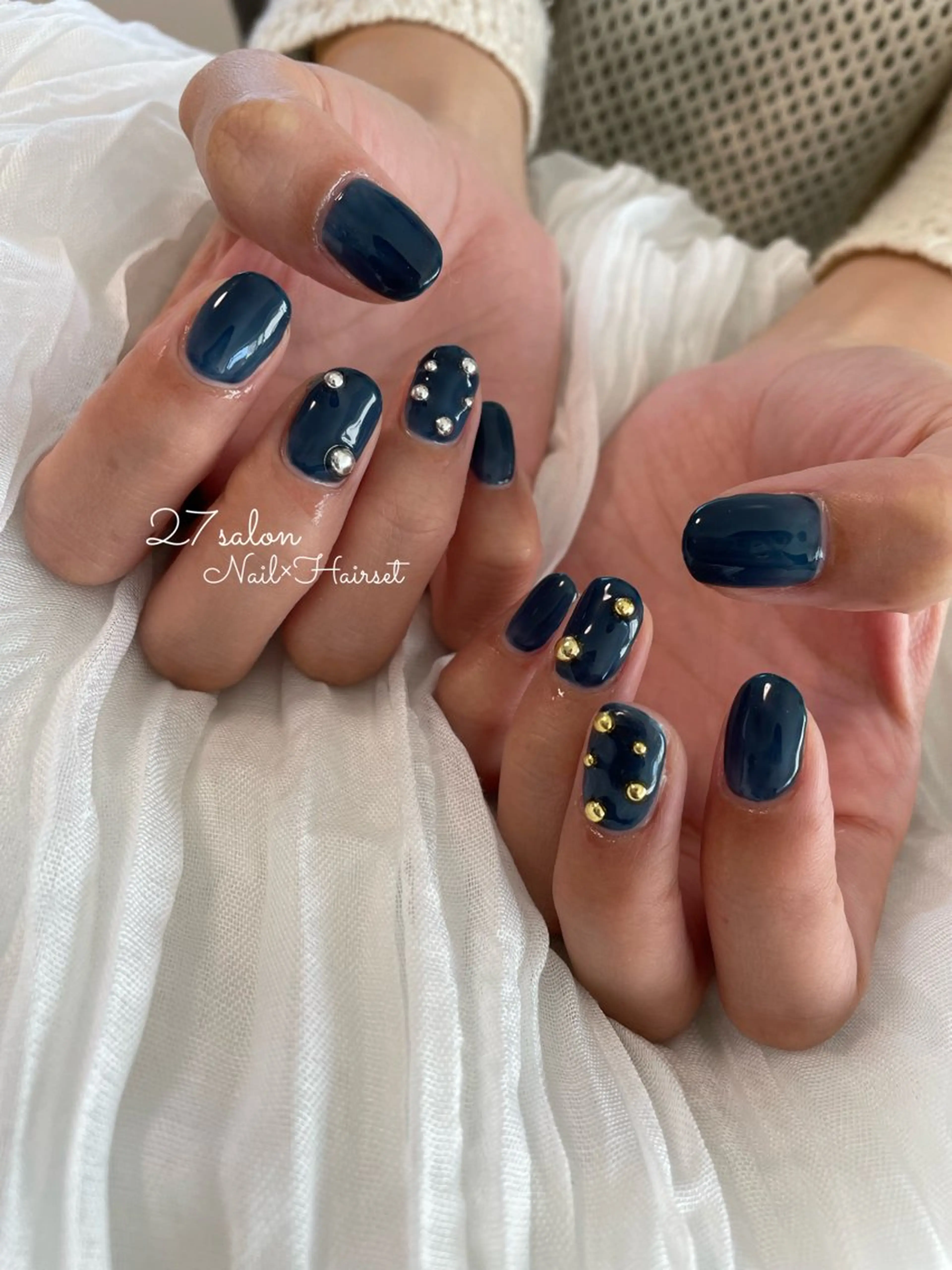 ネイル ネイビー 27salon yuinaのネイルデザイン